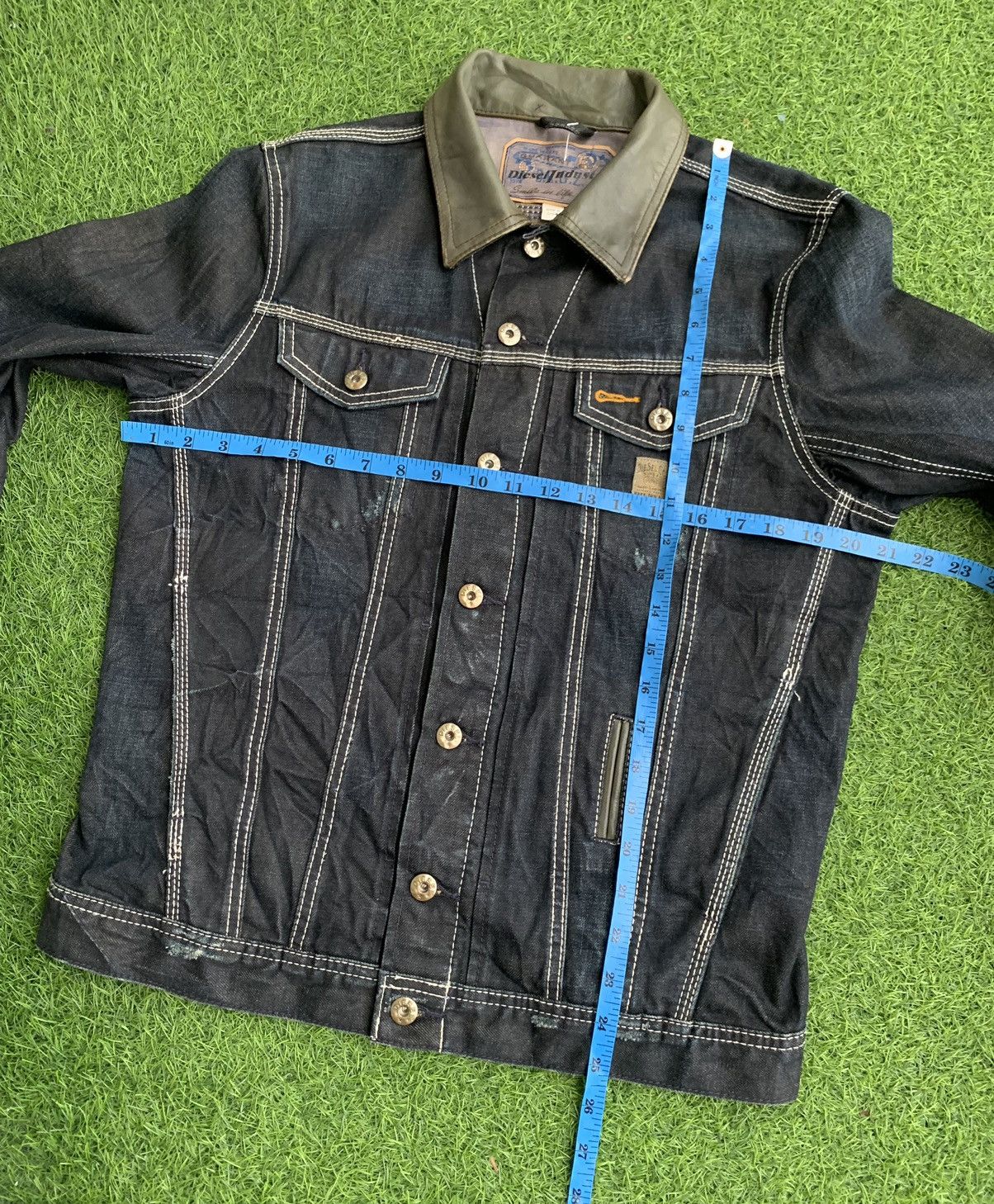 Diesel Vintage Diesel Black Denim Extra Leather Colar Jacket Size US L / EU 52-54 / 3 - 15 Thumbnail