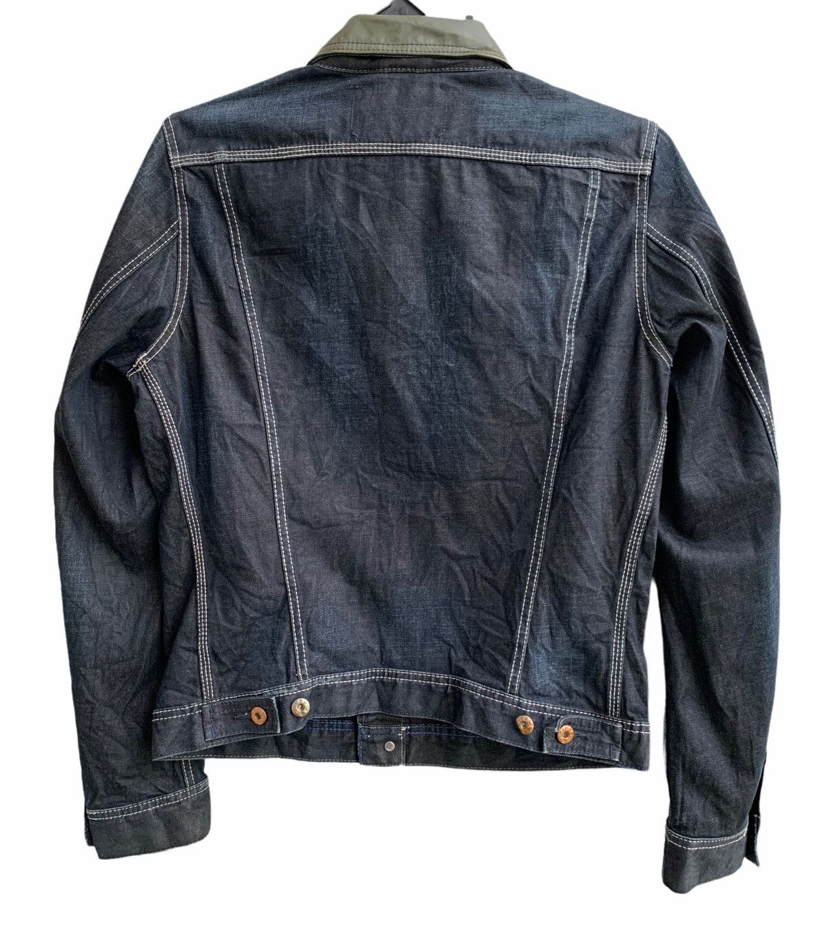 Diesel Vintage Diesel Black Denim Extra Leather Colar Jacket Size US L / EU 52-54 / 3 - 2 Thumbnail