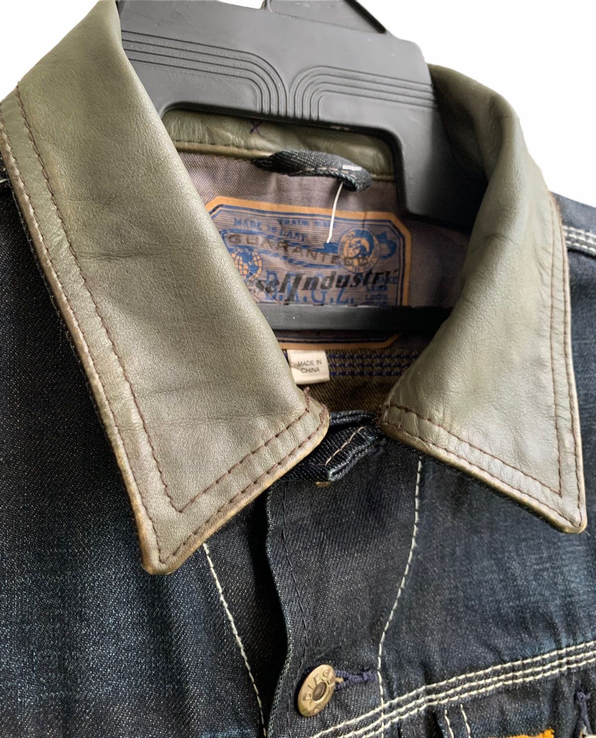 Diesel Vintage Diesel Black Denim Extra Leather Colar Jacket Size US L / EU 52-54 / 3 - 8 Thumbnail