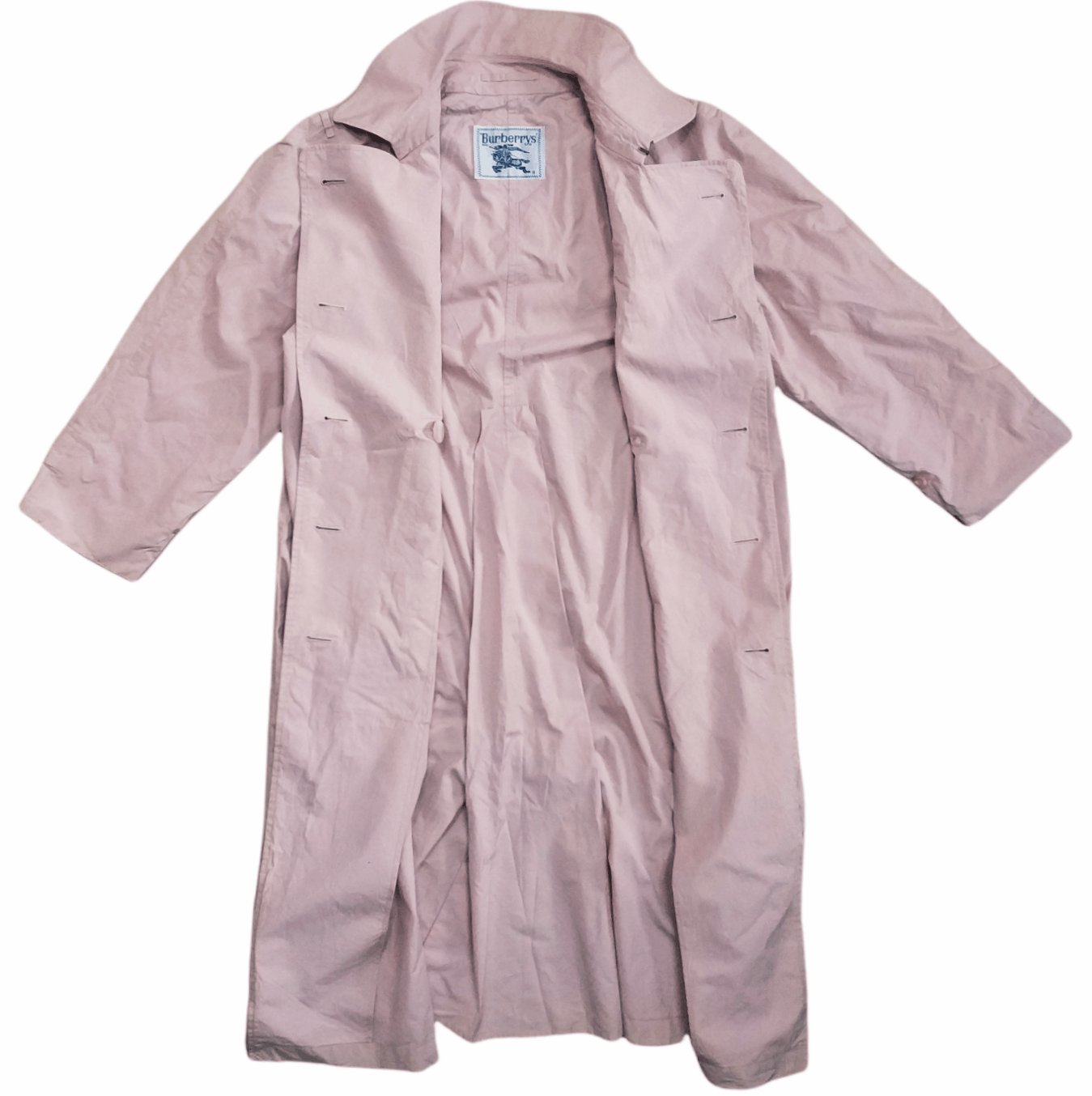 image of Vintage Burberrys' Light Long Jacket in Peach, Women's (Size Medium)