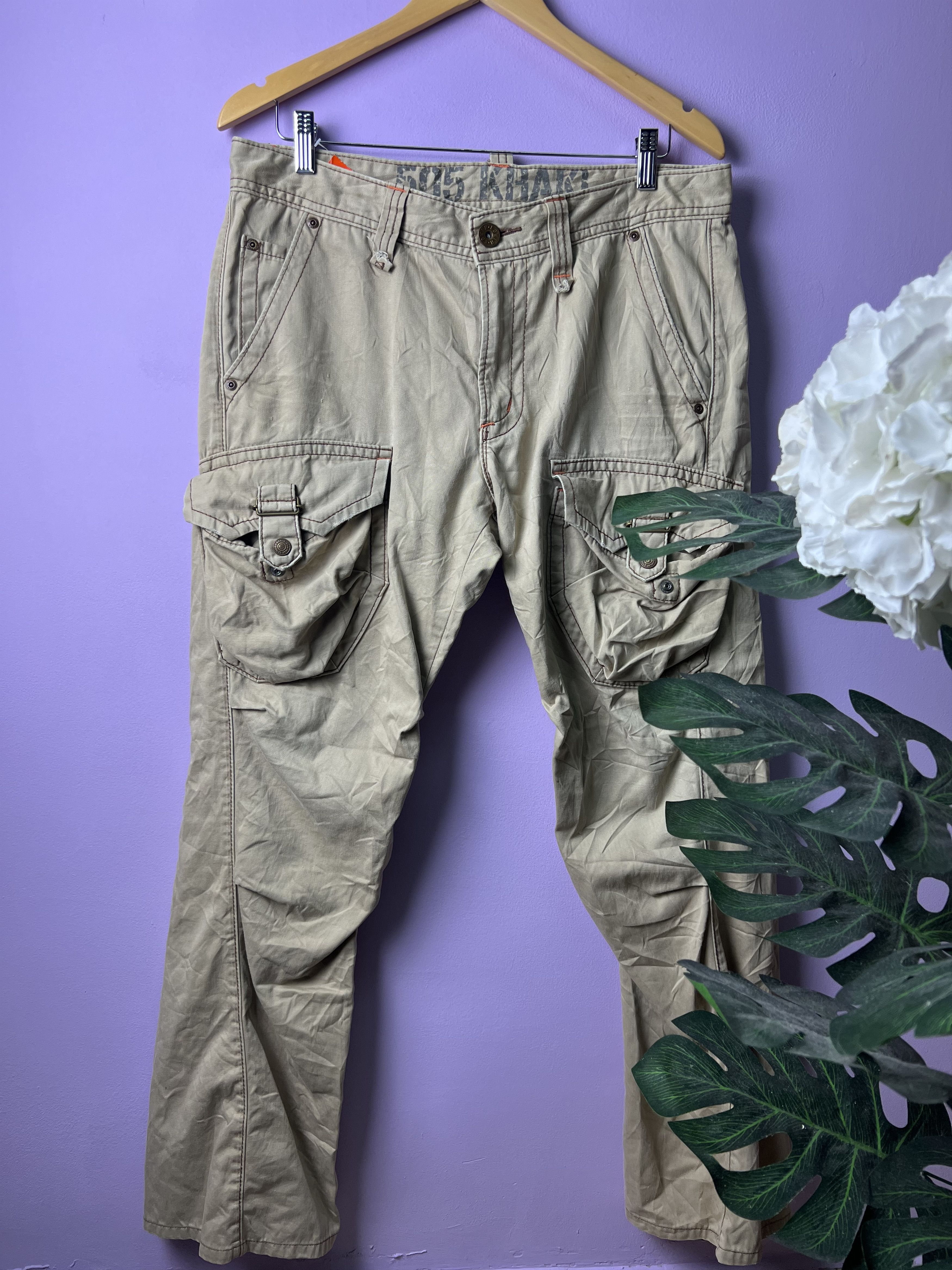 Edwin 🔥Vintage Rare Edwin 505 Khaki Cargo Pants Size US 35 - 2 Thumbnail