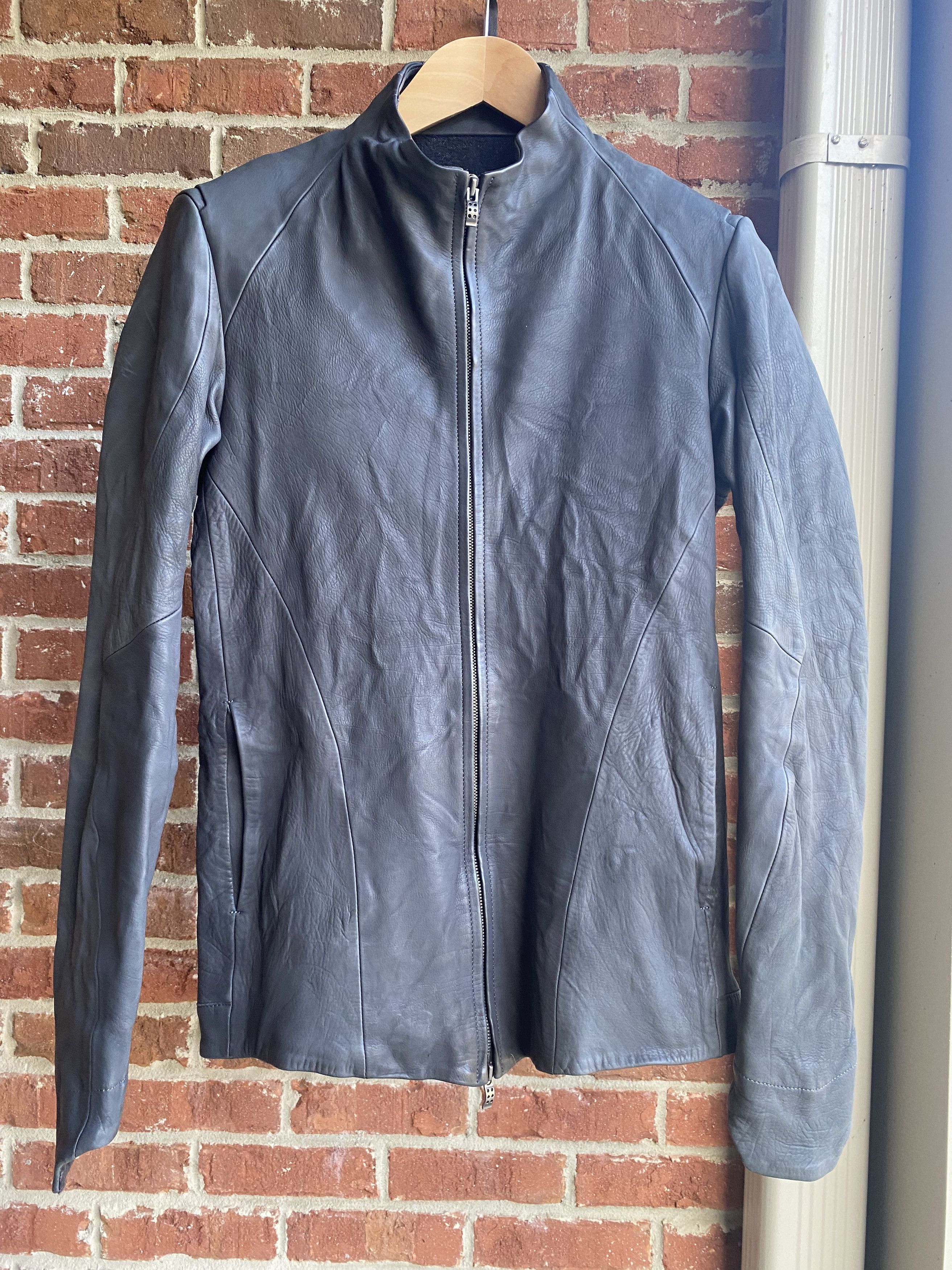 image of Devoa 3D Anatomical Calfskin Jacket in Charcoal, Men's (Size Medium)