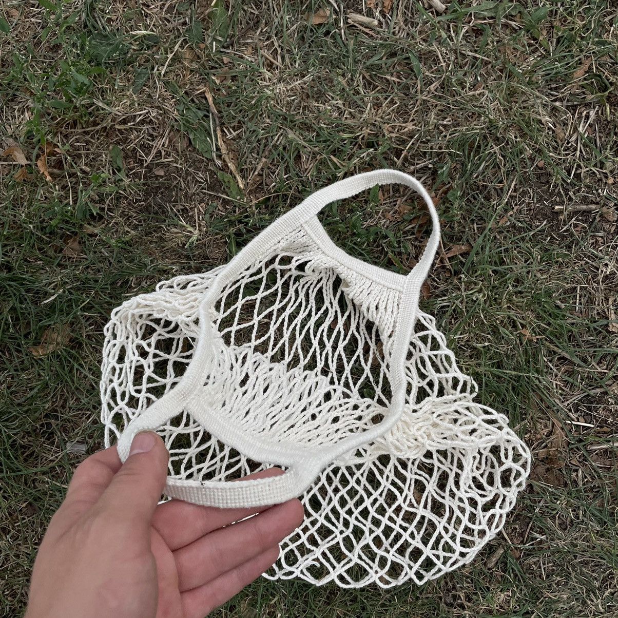 Vintage Vintage Y2K White Mesh Net Shopper Bag Streetwear Cropped OS Size ONE SIZE - 4 Thumbnail