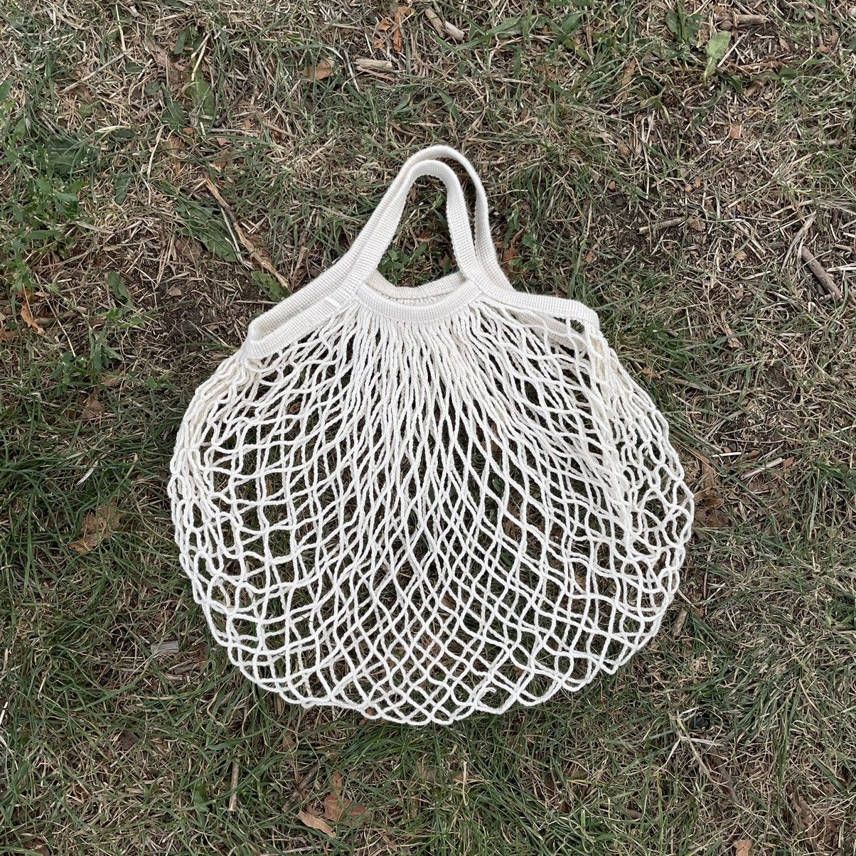 Vintage Vintage Y2K White Mesh Net Shopper Bag Streetwear Cropped OS Size ONE SIZE - 1 Thumbnail