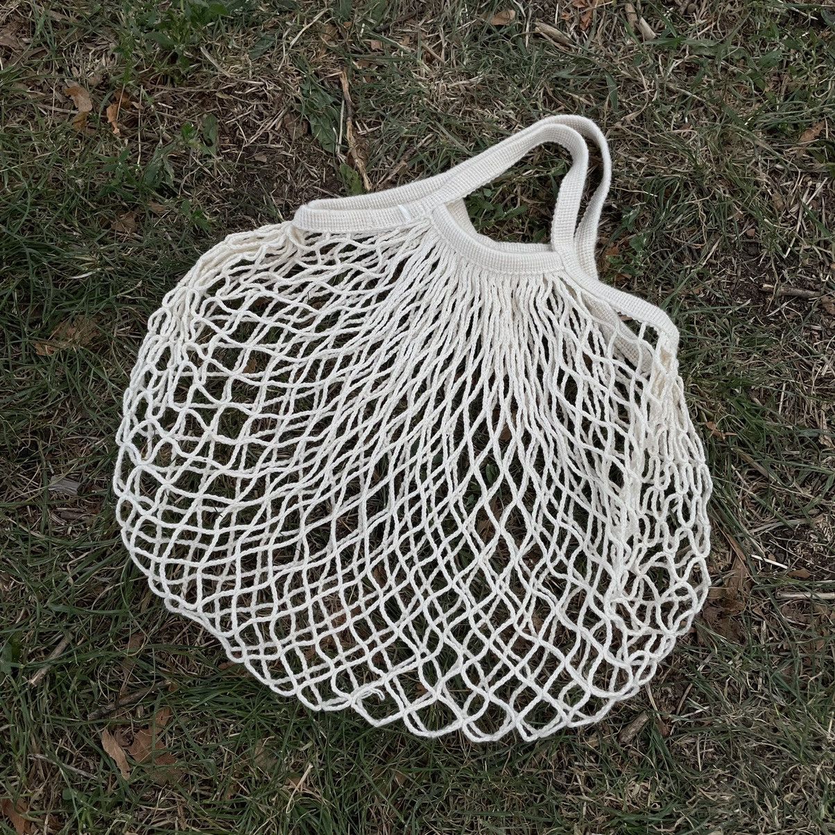 Vintage Vintage Y2K White Mesh Net Shopper Bag Streetwear Cropped OS Size ONE SIZE - 2 Thumbnail