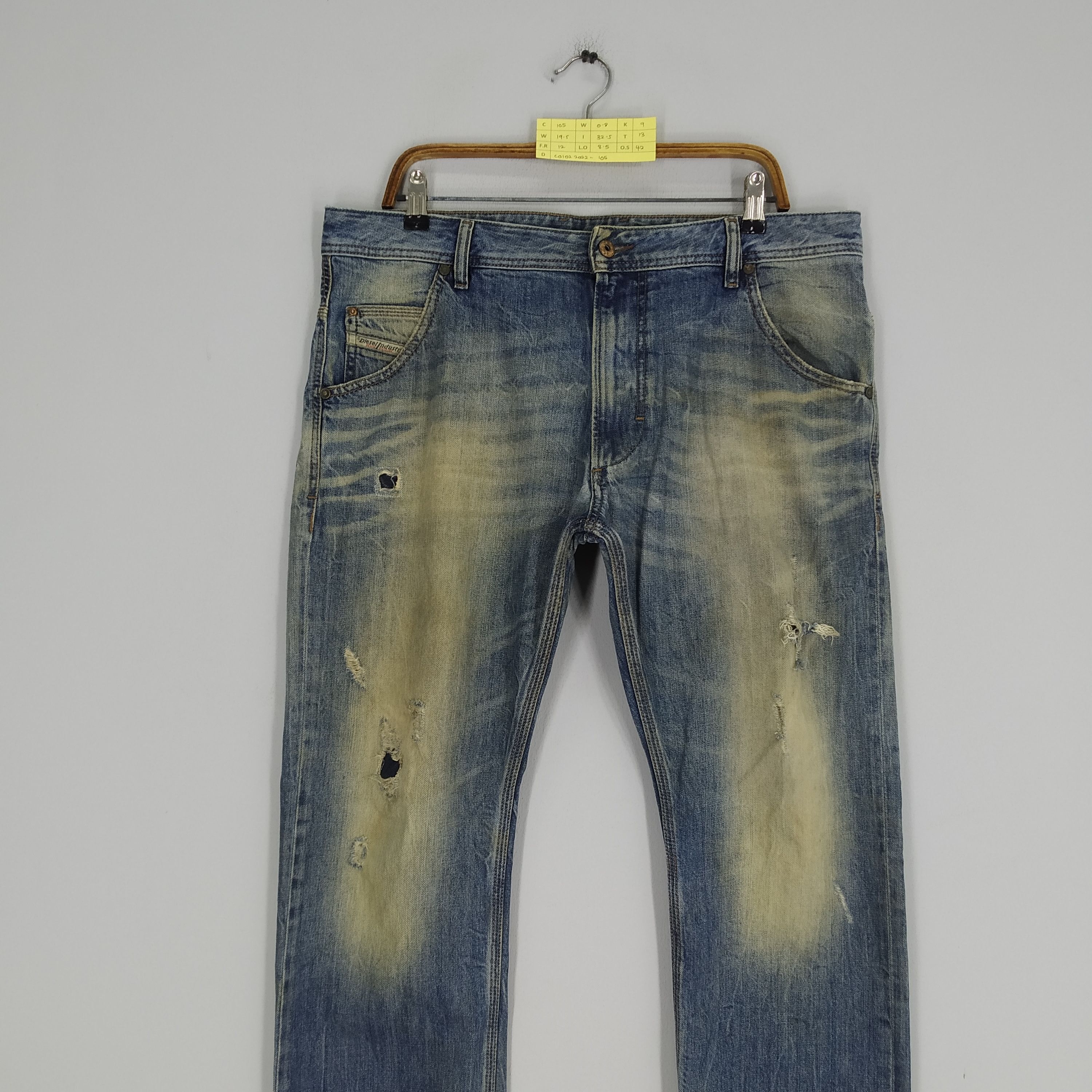 Diesel Vintage 90's Diesel Industry Stonewash Ripped Denim Jeans Size US 39 - 3 Thumbnail
