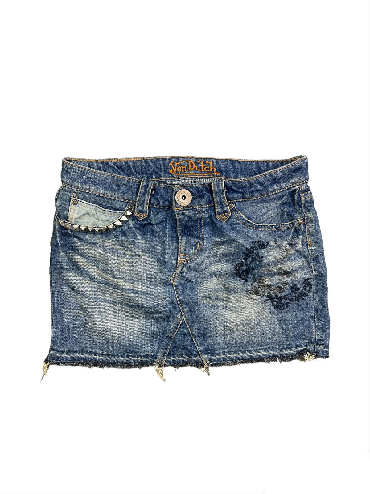 Von Dutch Von Ducth Back Buckle Spike Pocket Mini Skirt Size 30" / US 8 / IT 44 - 1 Thumbnail