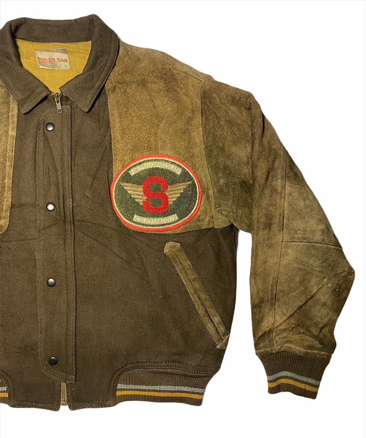 Japanese Brand Atelier Sab varsity jacket wool leather Size US L / EU 52-54 / 3 - 3 Thumbnail