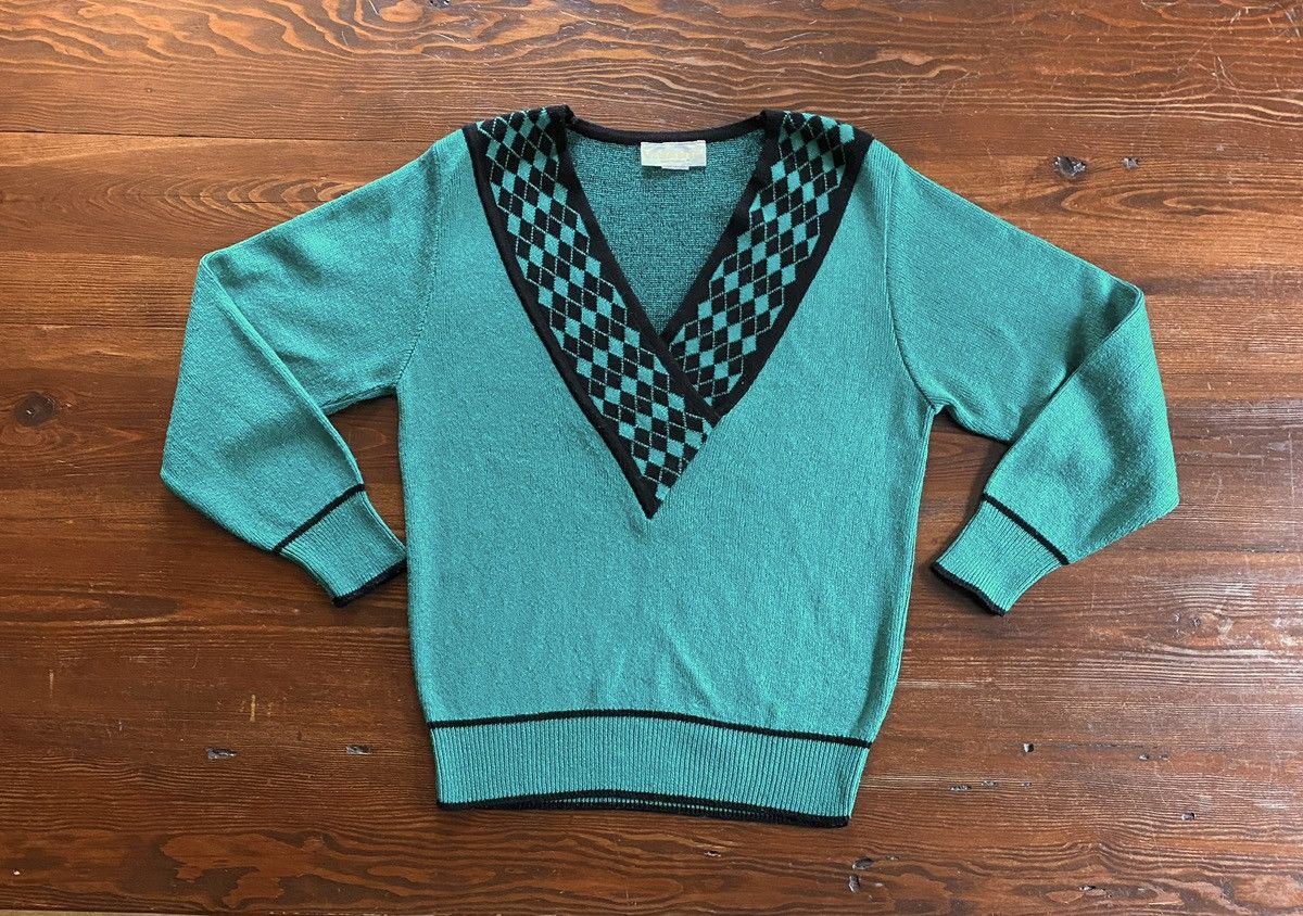 Vintage Vintage 80’s Vivanti Deep V Neck Knit Women’s Sweater Size M / US 6-8 / IT 42-44 - 2 Thumbnail