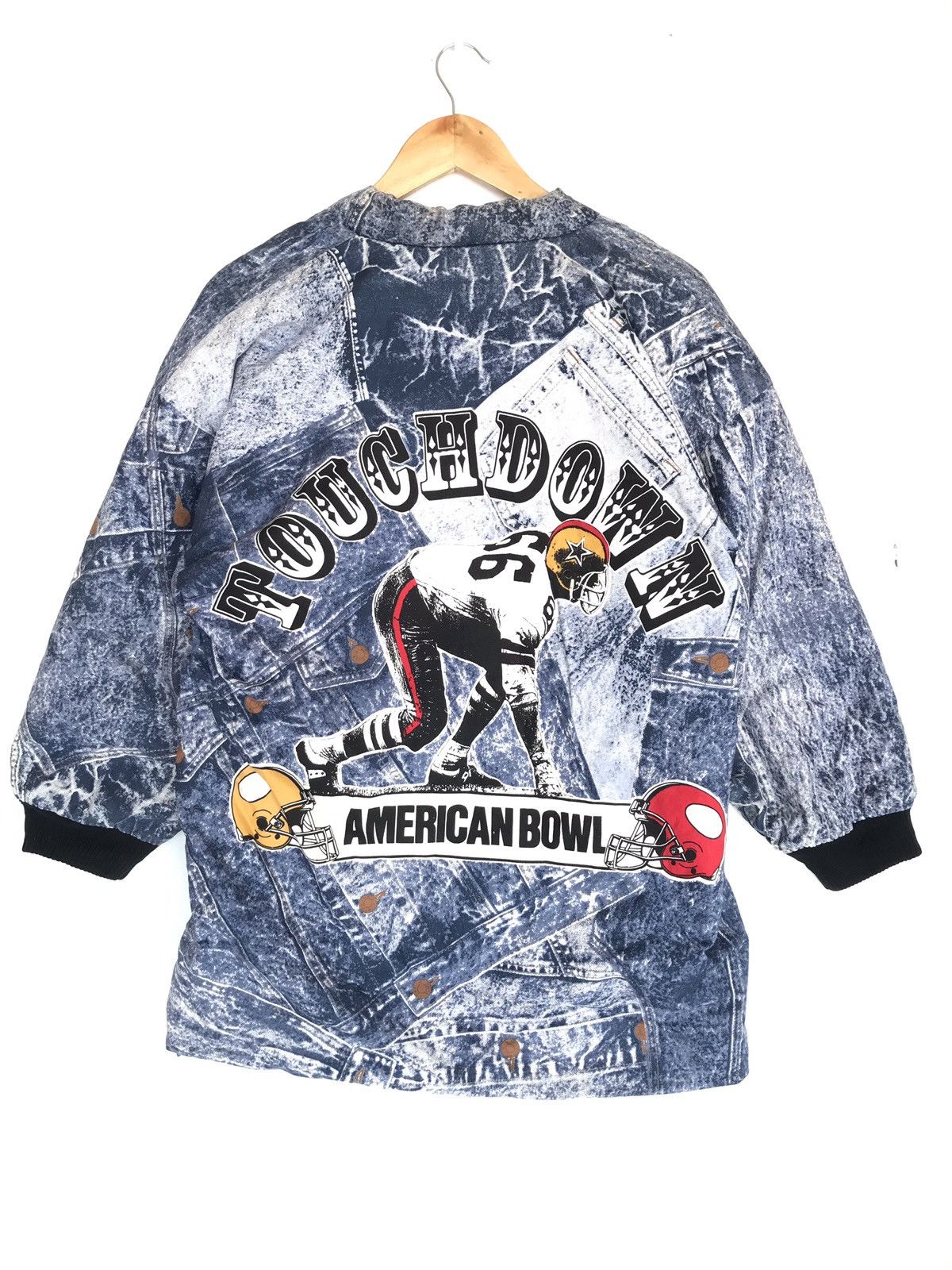 image of Steal Vintage Acid Wash Kimono Quilted Fullprint Nhl in Blue, Men's (Size Large)