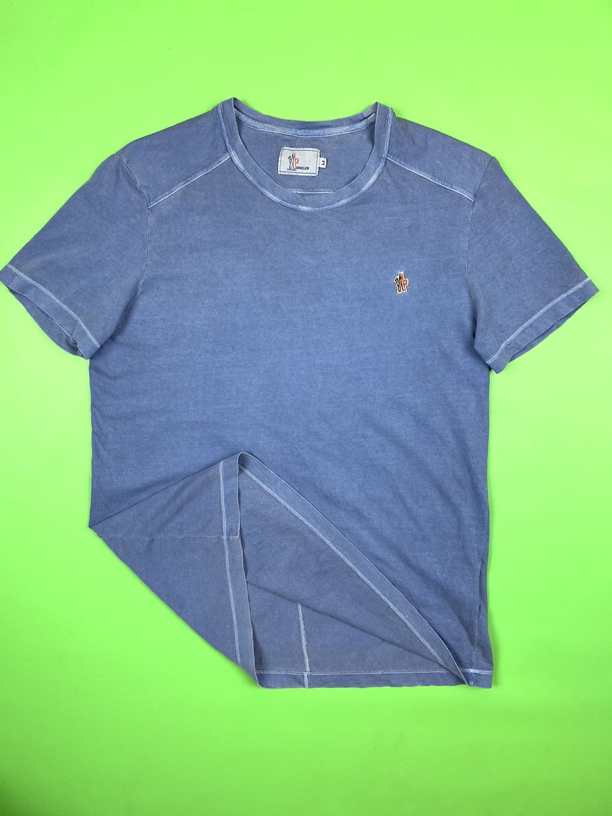 image of Moncler x Moncler Grenoble Garment Dye Logo Maglia T-Shirt in Blue, Men's (Size Medium)