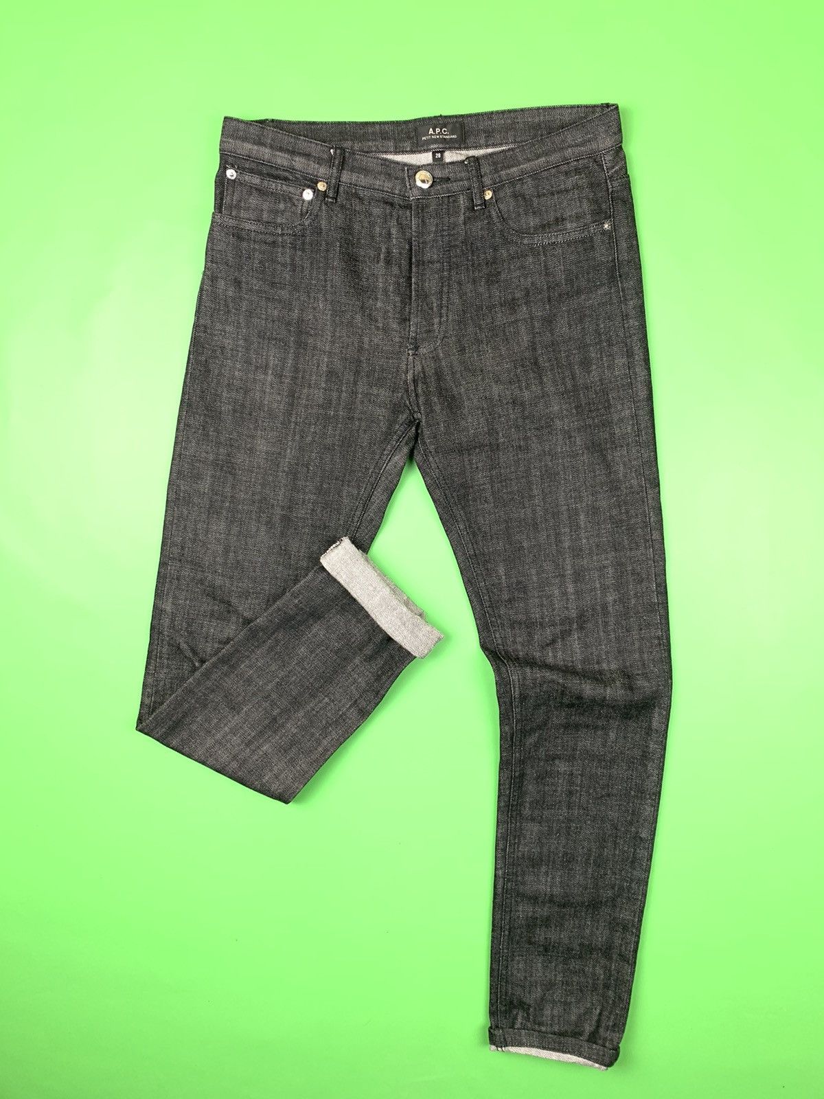 image of A P C Petit New Standard Cotton Denim Pants in Dark Grey, Men's (Size 30)