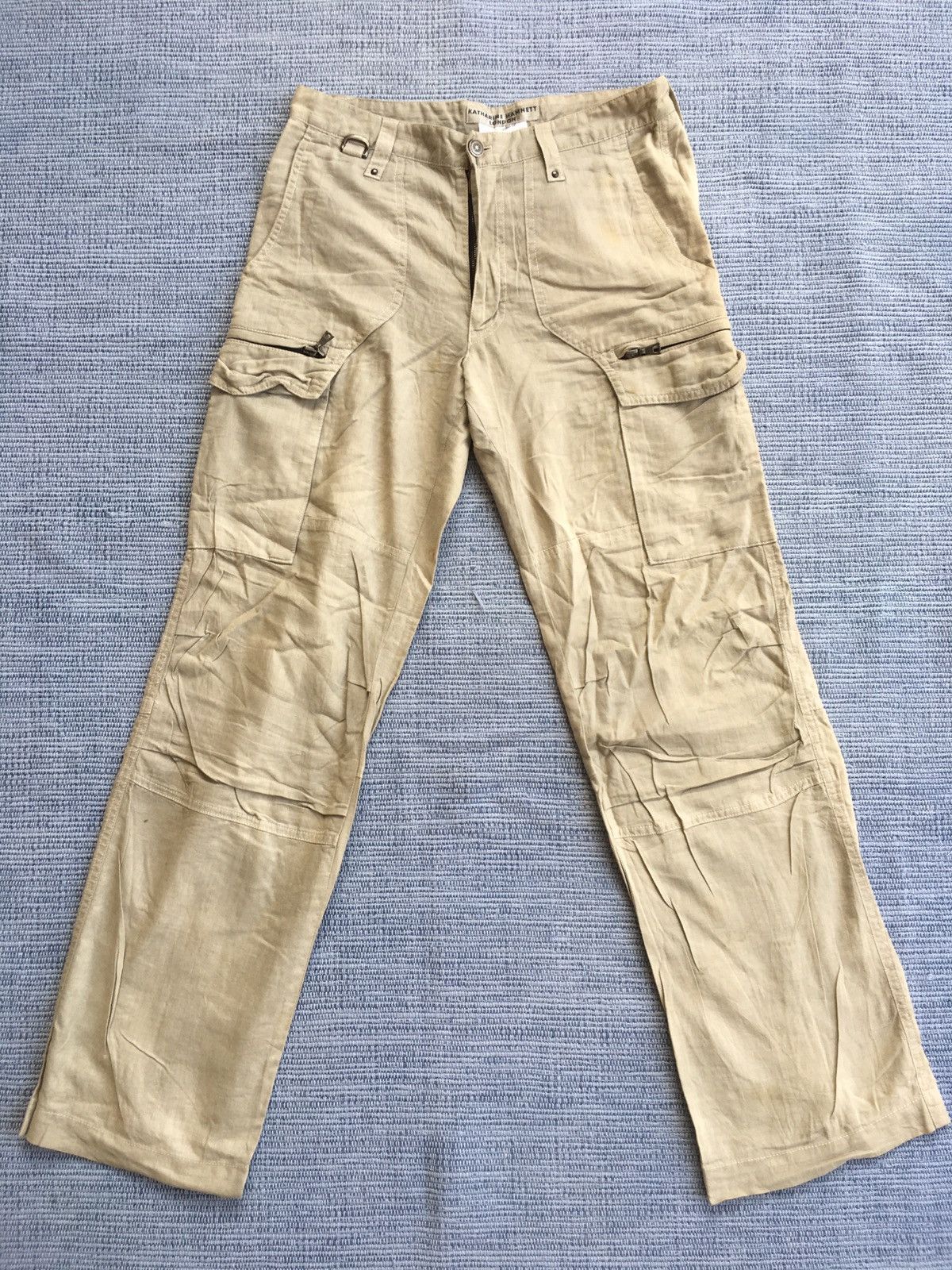 image of Katharine Hamnett London Cargo Pants in Cream, Men's (Size 30)