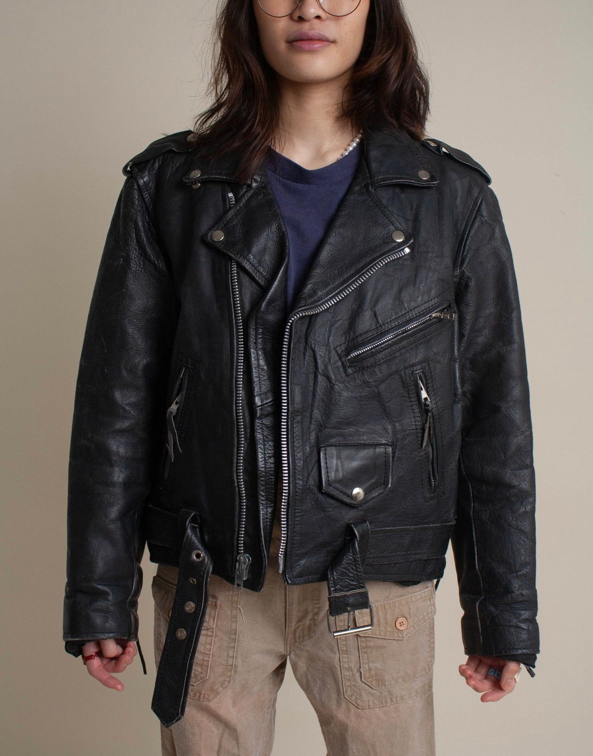 Pre-owned Vintage 1980's Genuine Leather Perfecto Jacket In Black