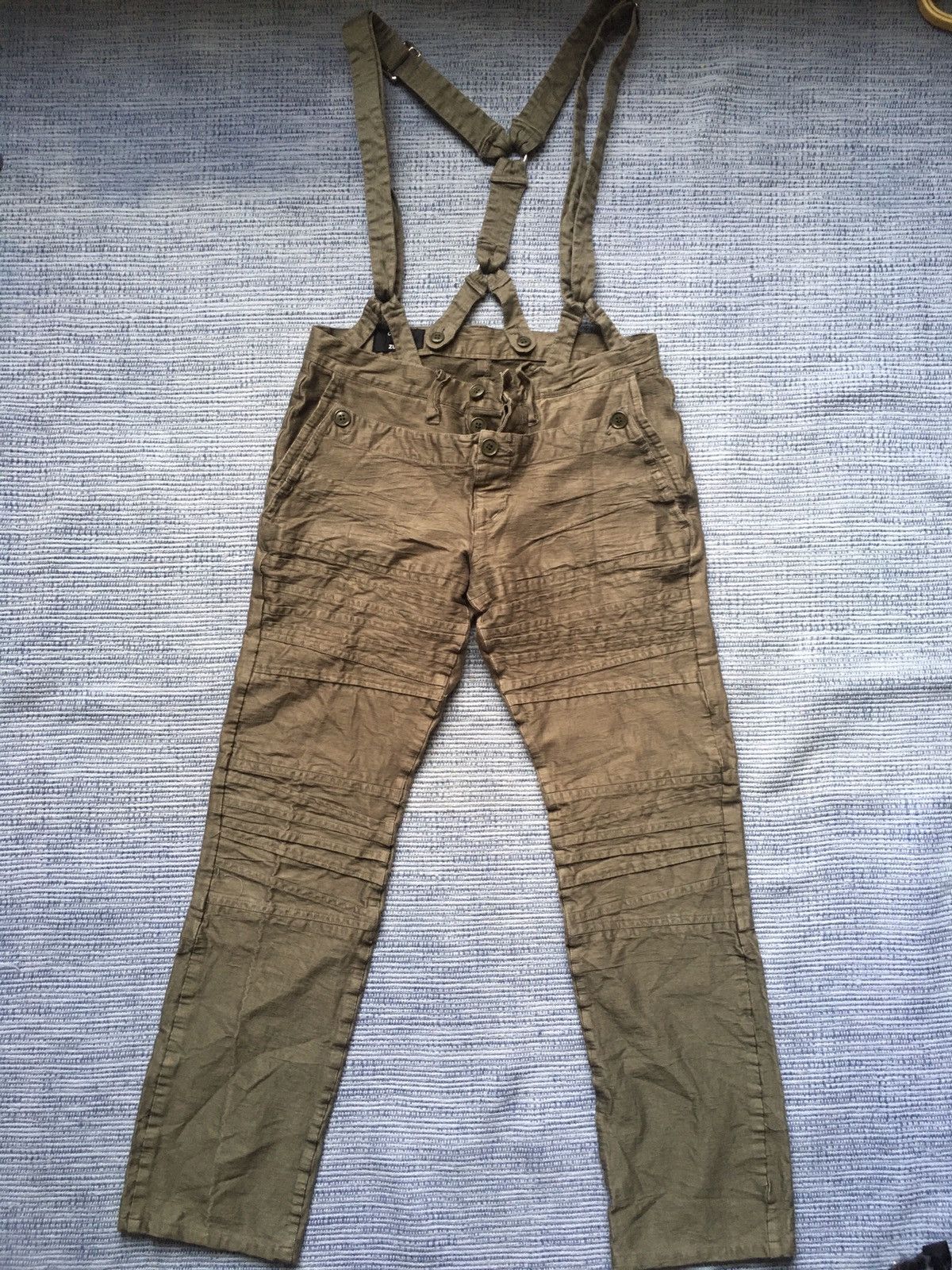 image of Cabane De Zucca x Issey Miyake Jumpsuit Pant in Olive, Men's (Size 28)