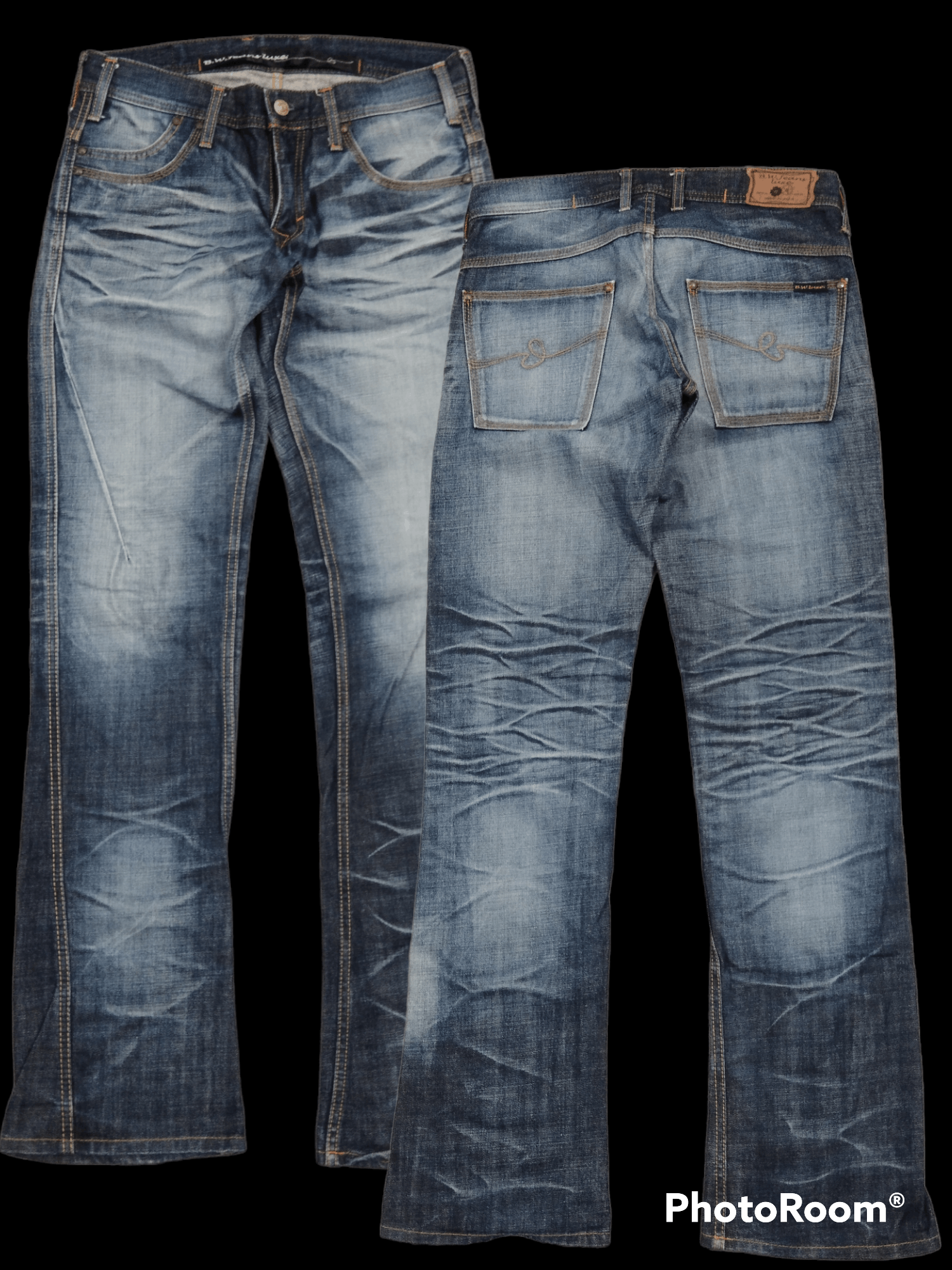 image of Avant Garde x Distressed Denim Flare Washed Blue Blueways Made In Nippon, Men's (Size 30)