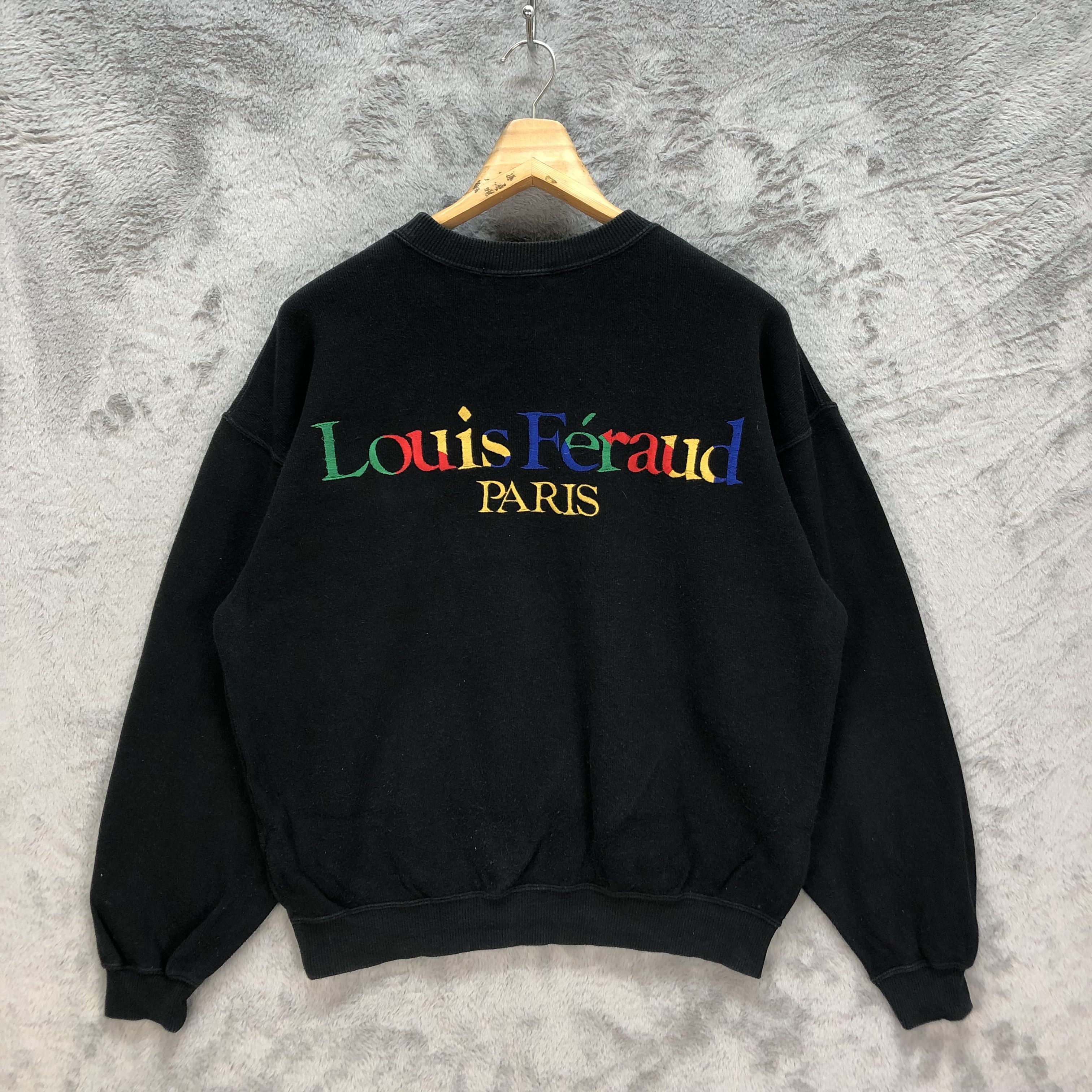 image of Louis Feraud Embroidery Colorful Logo Sweatshirts 1566-63 in Black, Men's (Size Large)