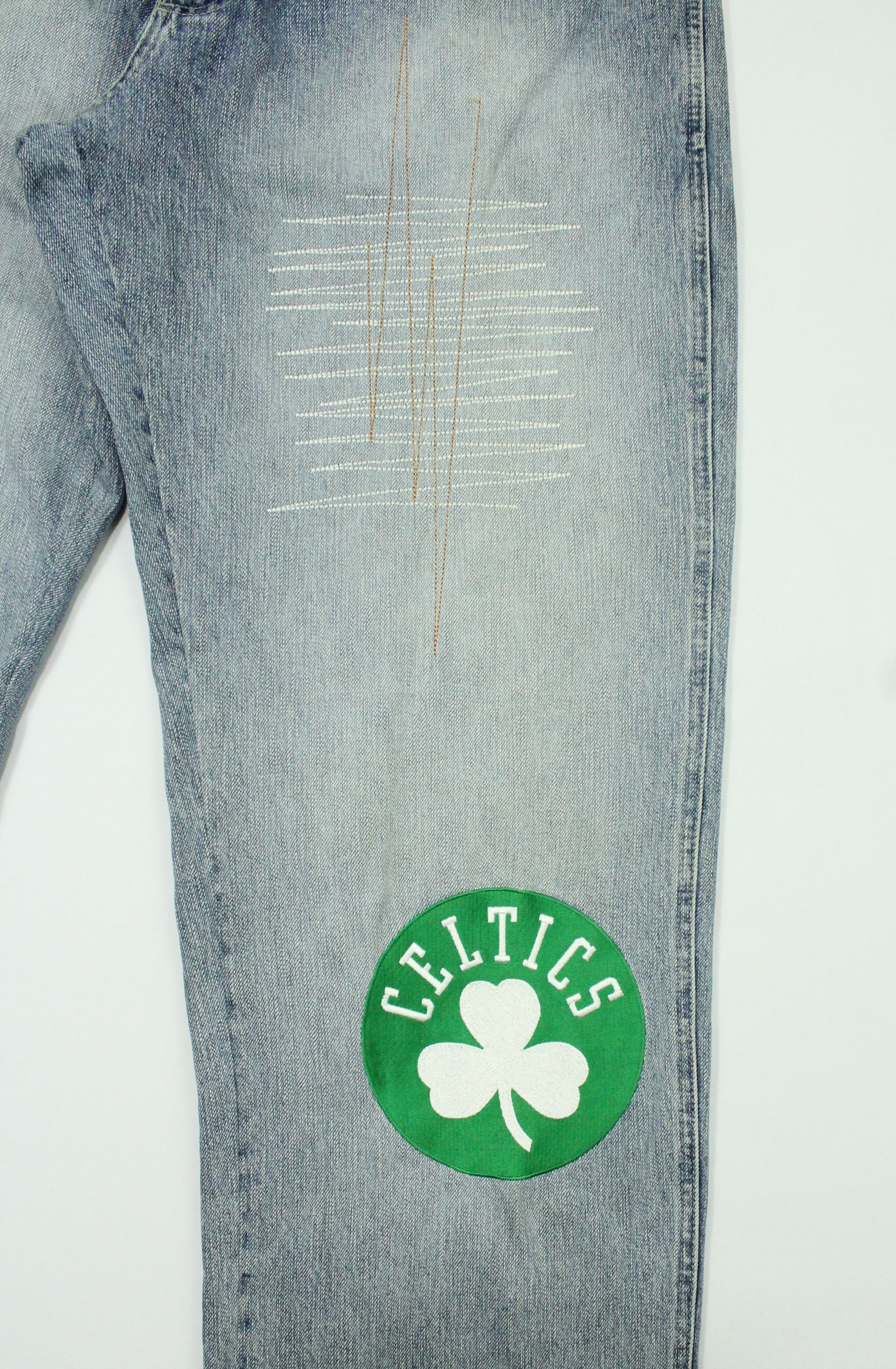 NBA BAGGY Vintage BOSTON CELTICS UNK Denim Pants Jeans Size US 36 / EU 52 - 5 Thumbnail