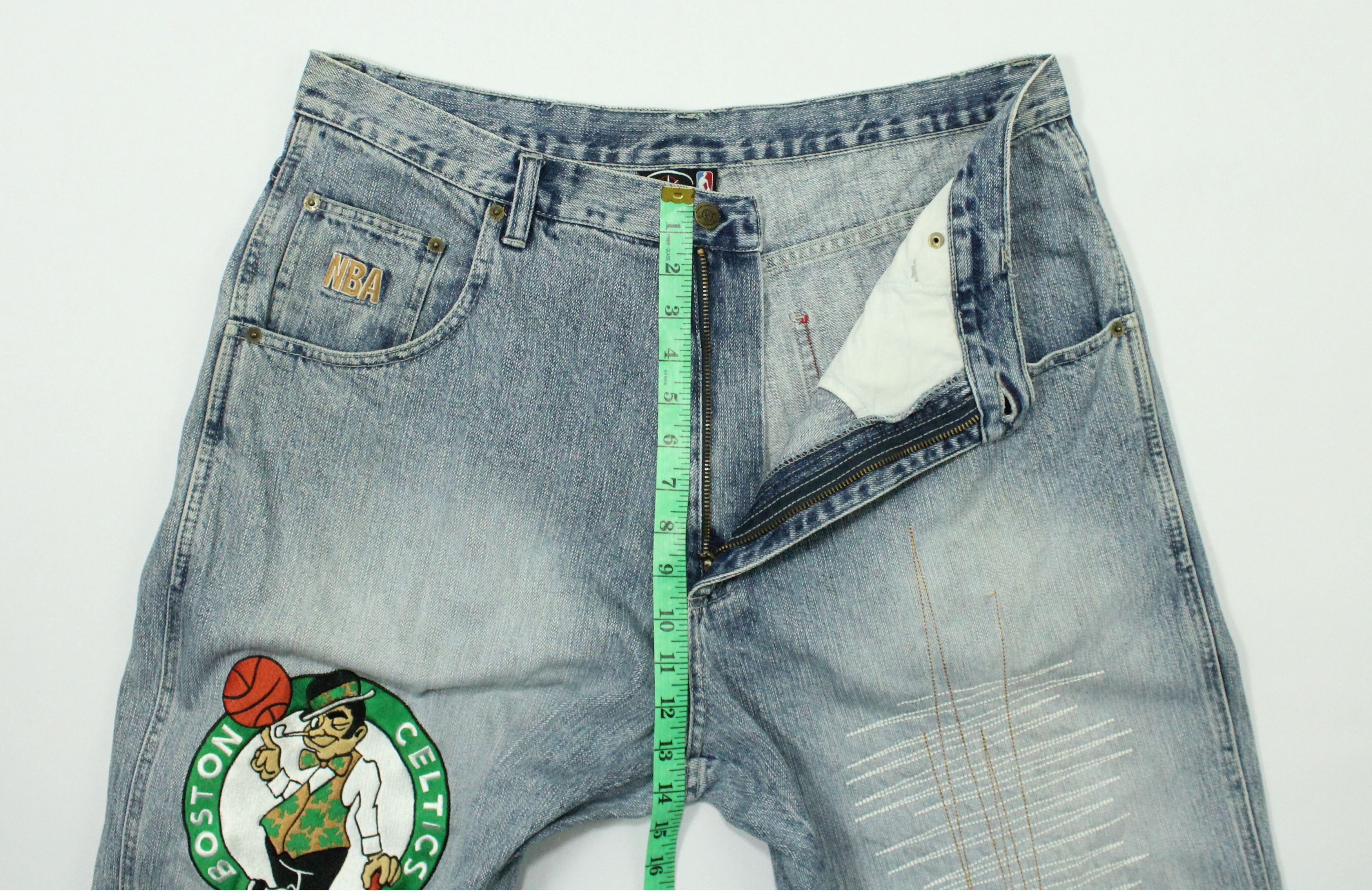 NBA BAGGY Vintage BOSTON CELTICS UNK Denim Pants Jeans Size US 36 / EU 52 - 21 Thumbnail