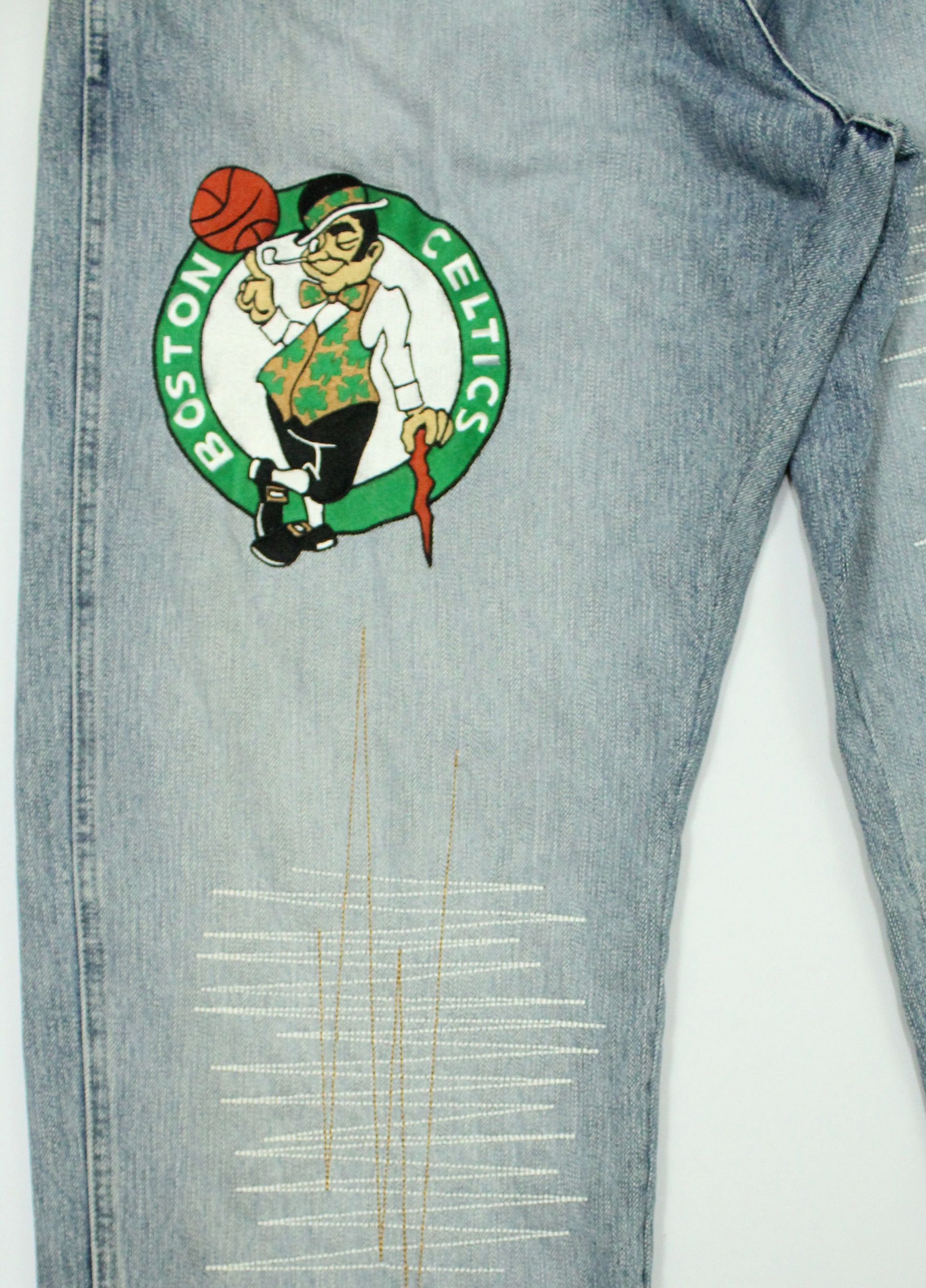 NBA BAGGY Vintage BOSTON CELTICS UNK Denim Pants Jeans Size US 36 / EU 52 - 7 Thumbnail