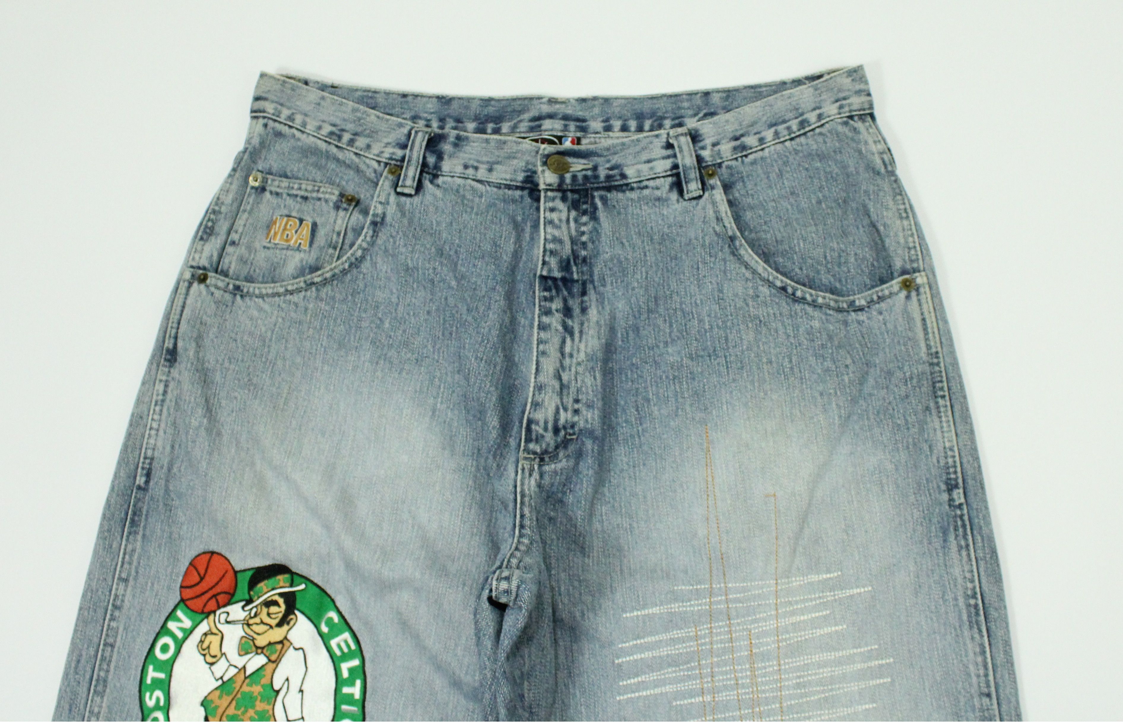 NBA BAGGY Vintage BOSTON CELTICS UNK Denim Pants Jeans Size US 36 / EU 52 - 4 Thumbnail