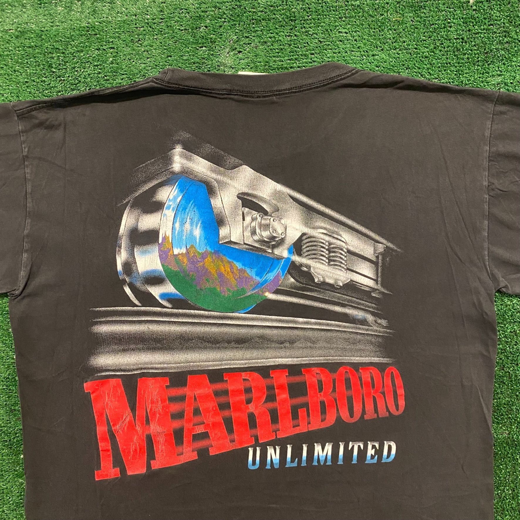 Marlboro Marlboro Unlimited Train Vintage 90s Single Stitch T-Shirt Size US XL / EU 56 / 4 - 2 Thumbnail