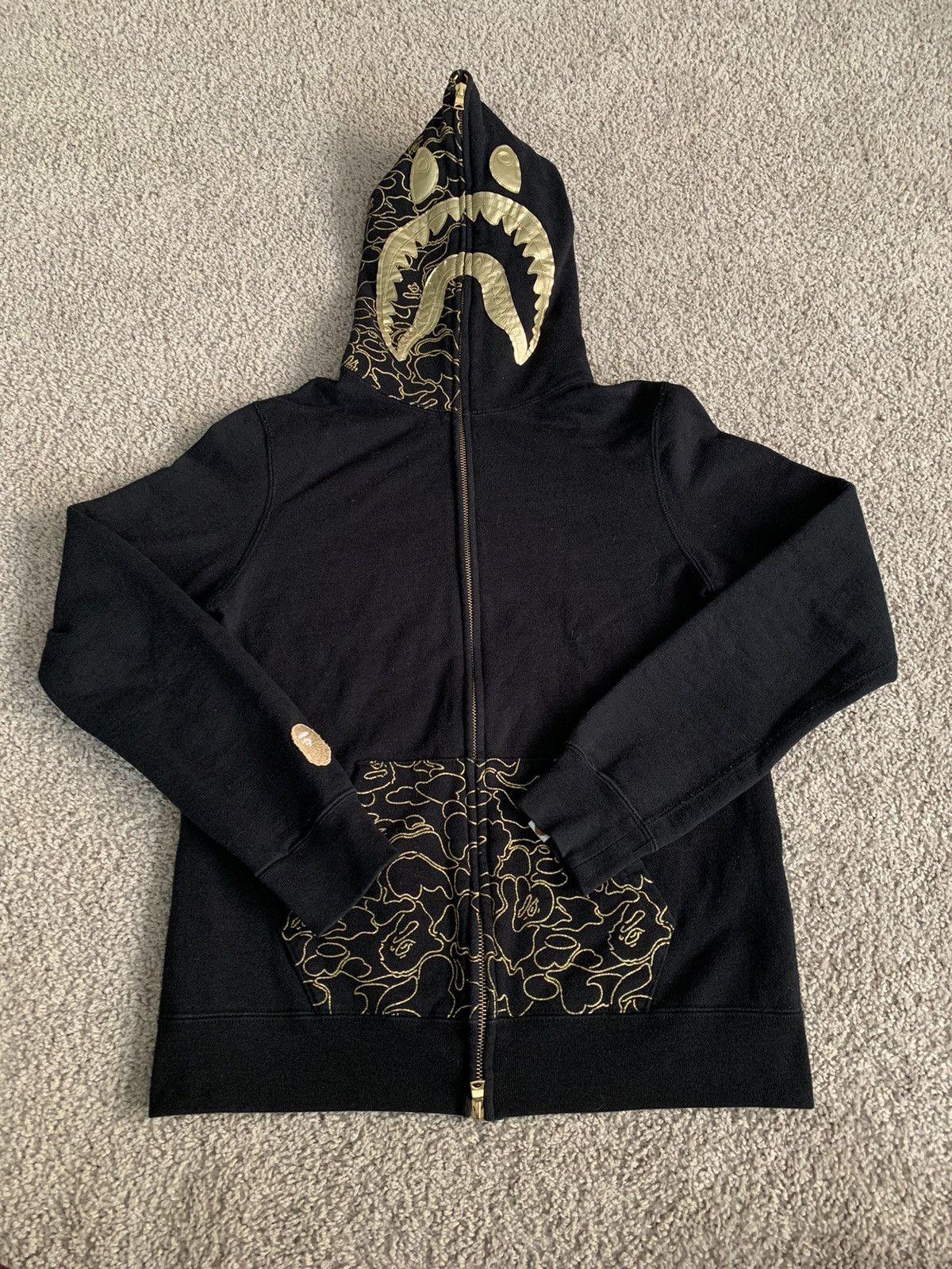 Bape A Bathing Ape BAPE 23rd Anniversary Gold Shark Hoodie Grailed