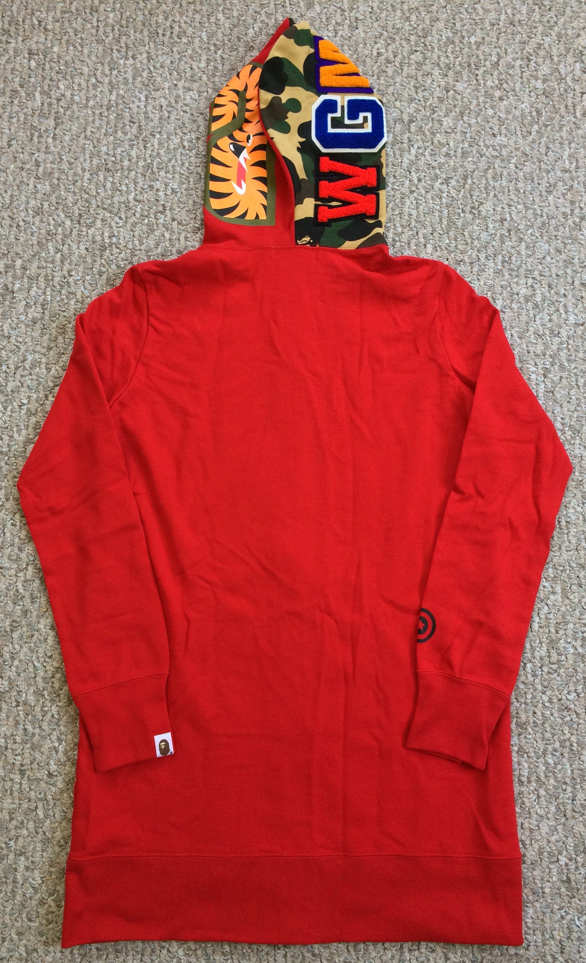 Bape Bape Red Camo Long Shark Hoodie Size S / US 4 / IT 40 - 8 Thumbnail