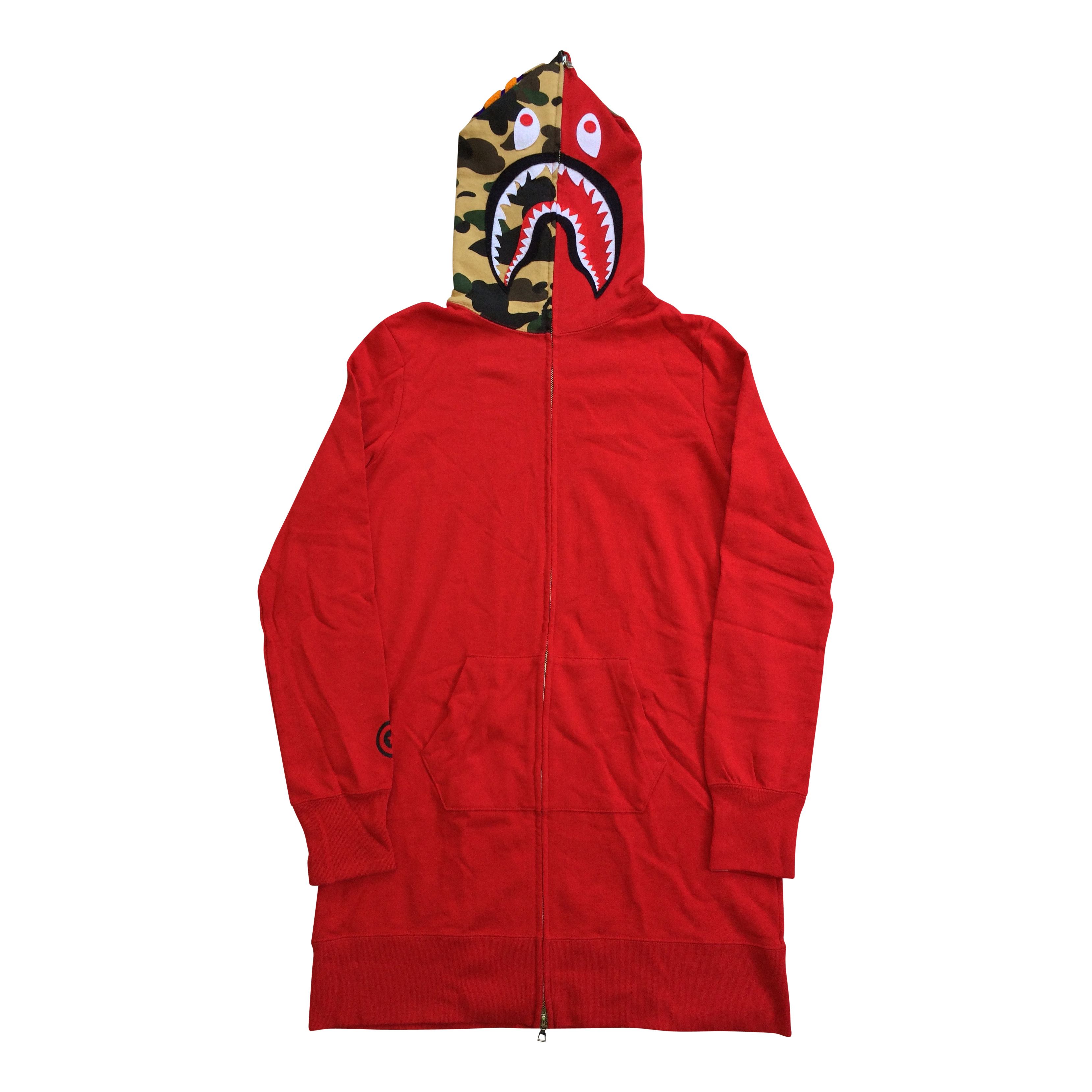 image of Bape Red Camo Long Shark Hoodie, Women's (Size Small)