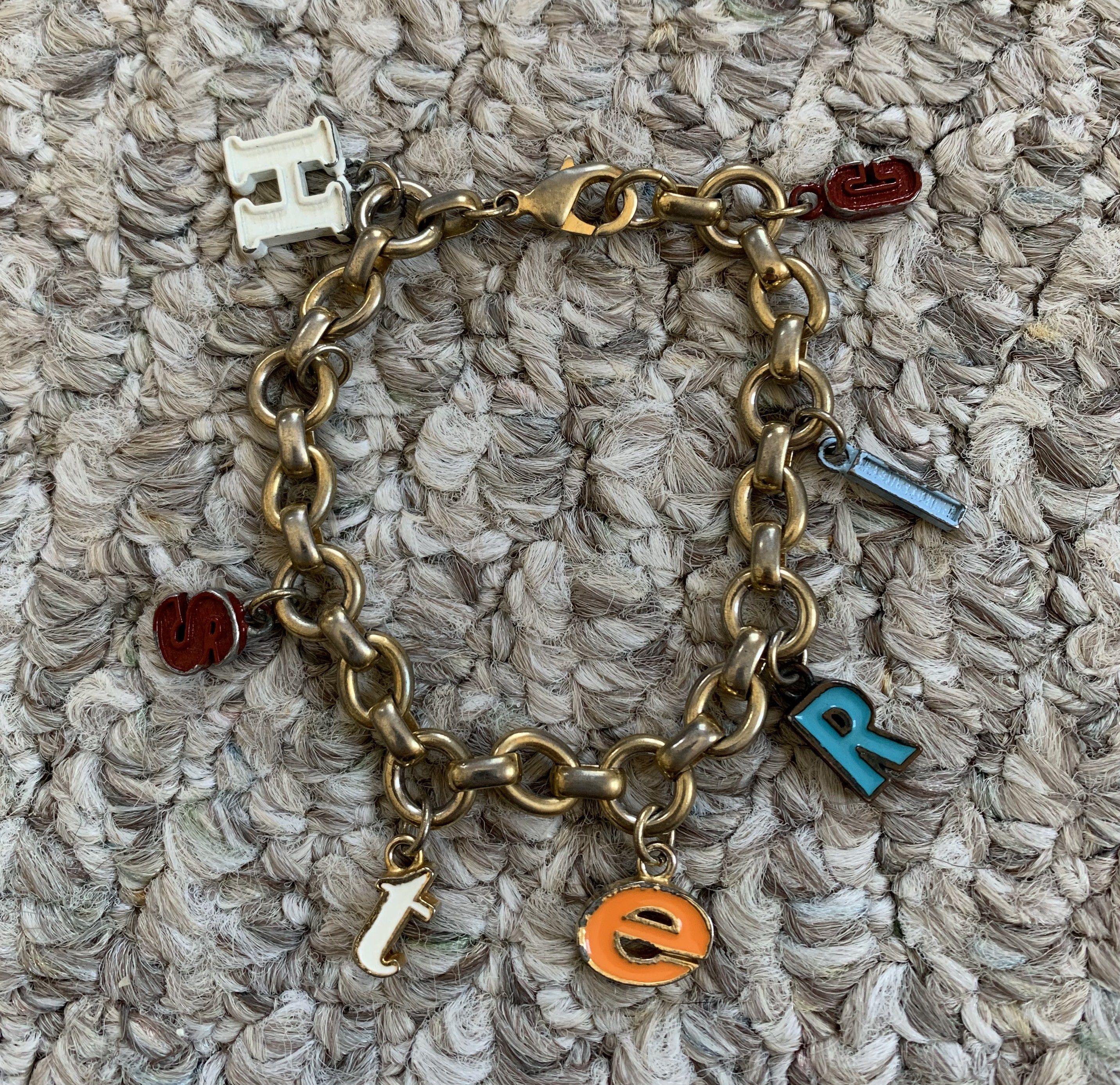image of Hysteric Glamour Spellout Charm Bracelet, Men's