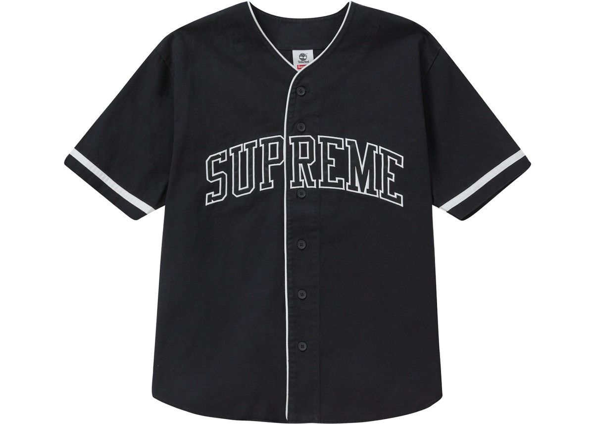 image of Supreme x Timberland Baseball Jersey in Black, Men's (Size Small)