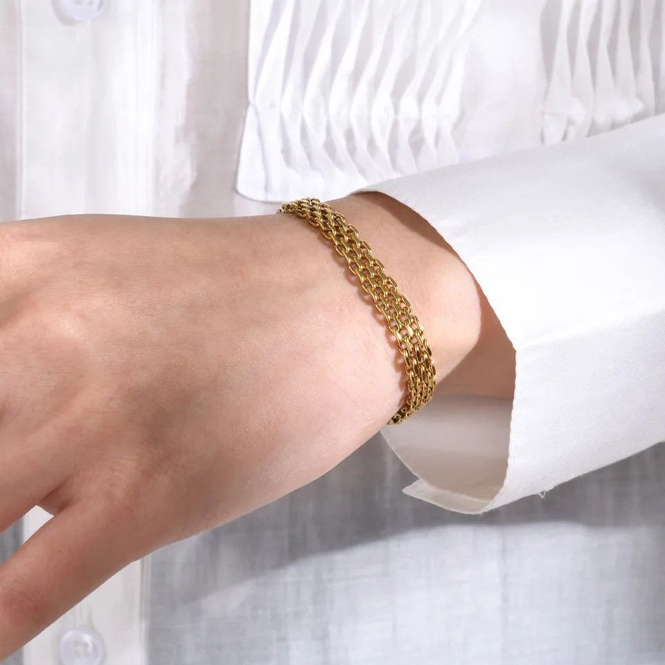 Jewelry 6mm Golden Mesh Link Chain Bracelet Size ONE SIZE - 3 Thumbnail