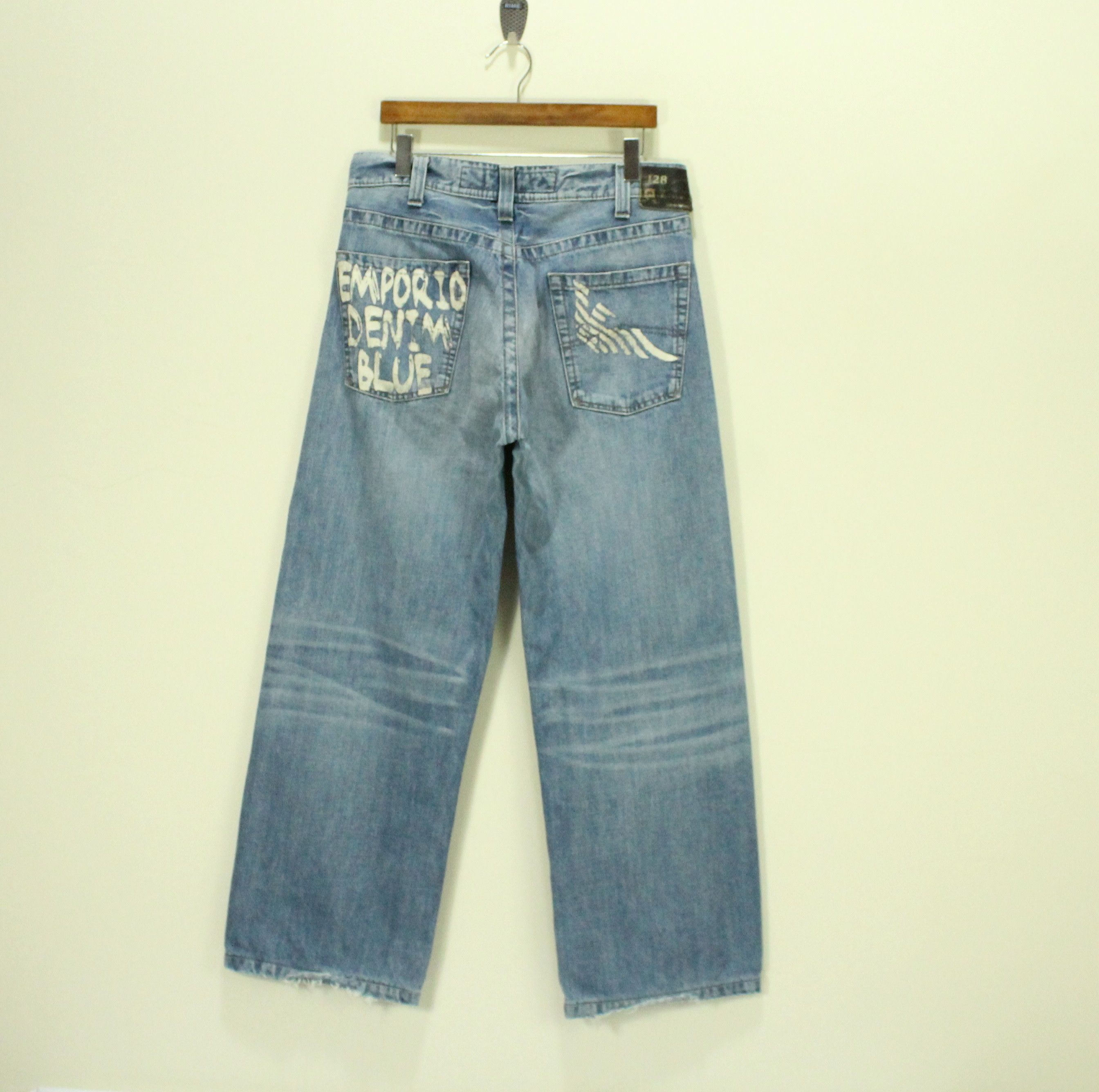 image of Emporio Armani Jeans Eco Wash Spell Out Indigo 004 in Blue, Men's (Size 36)