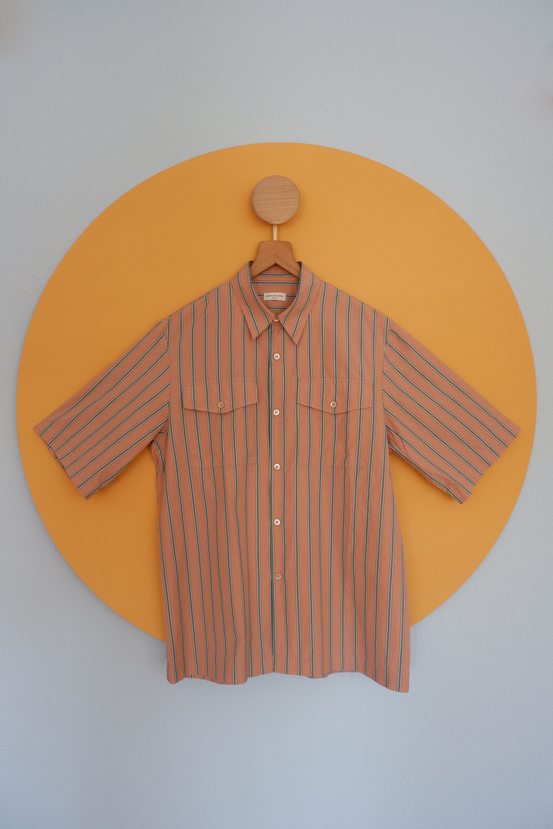 image of Dries Van Noten Striped Claseni Shirt Aw21 in Light Peach, Men's (Size Medium)