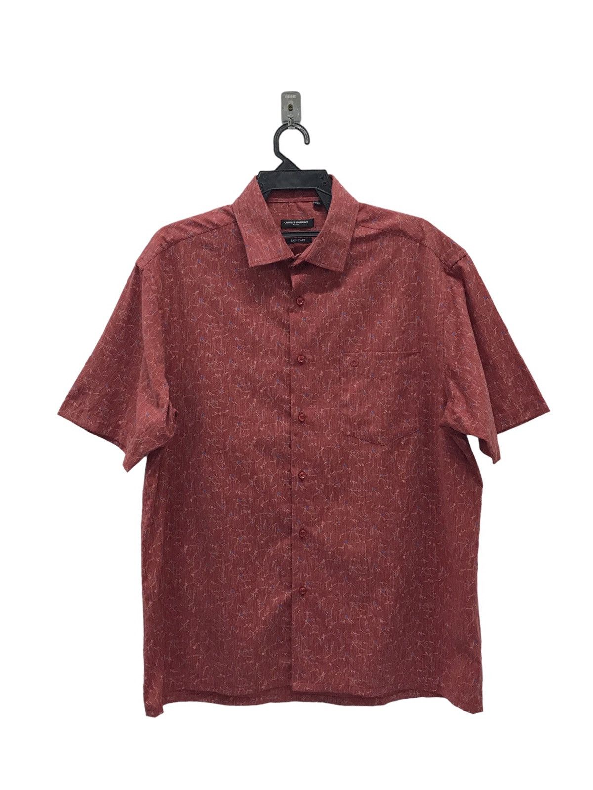 image of Charles Jourdan Paris Classic Fit Easy Care Shirt Button Up in Red, Men's (Size Large)