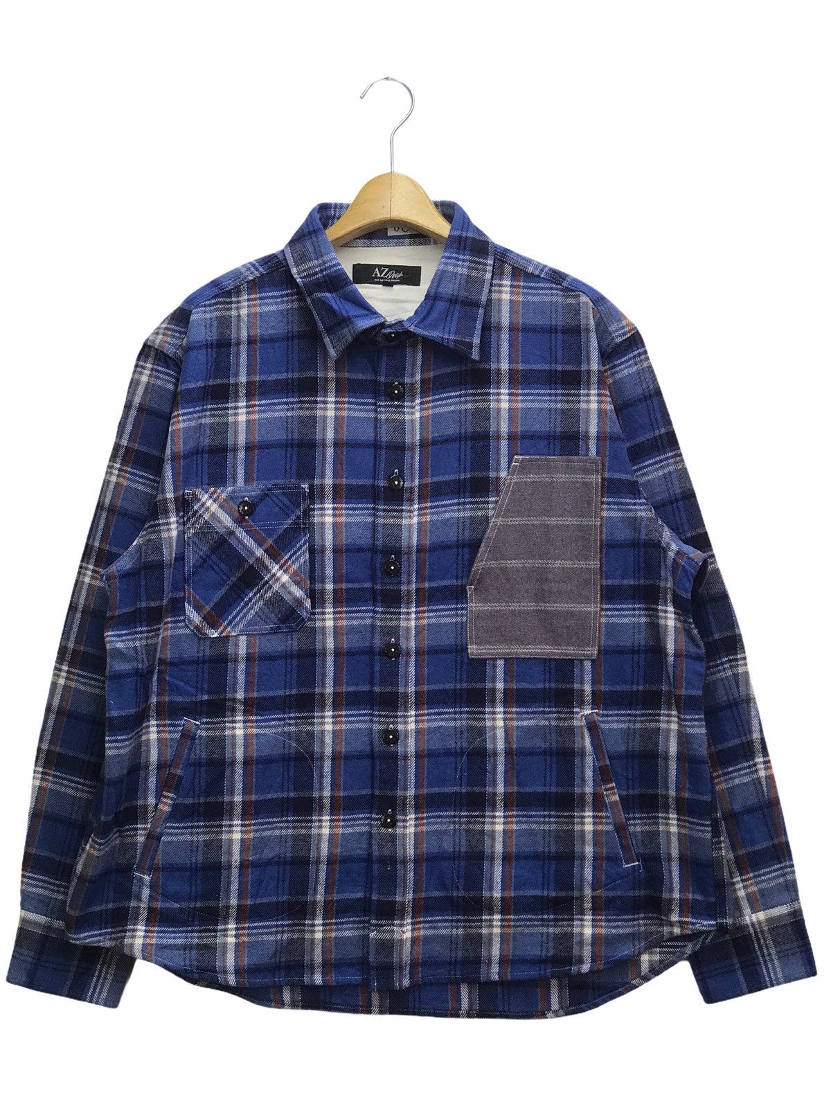 image of Designer Az Design Flanel Jacket in Blue, Men's (Size 2XL)