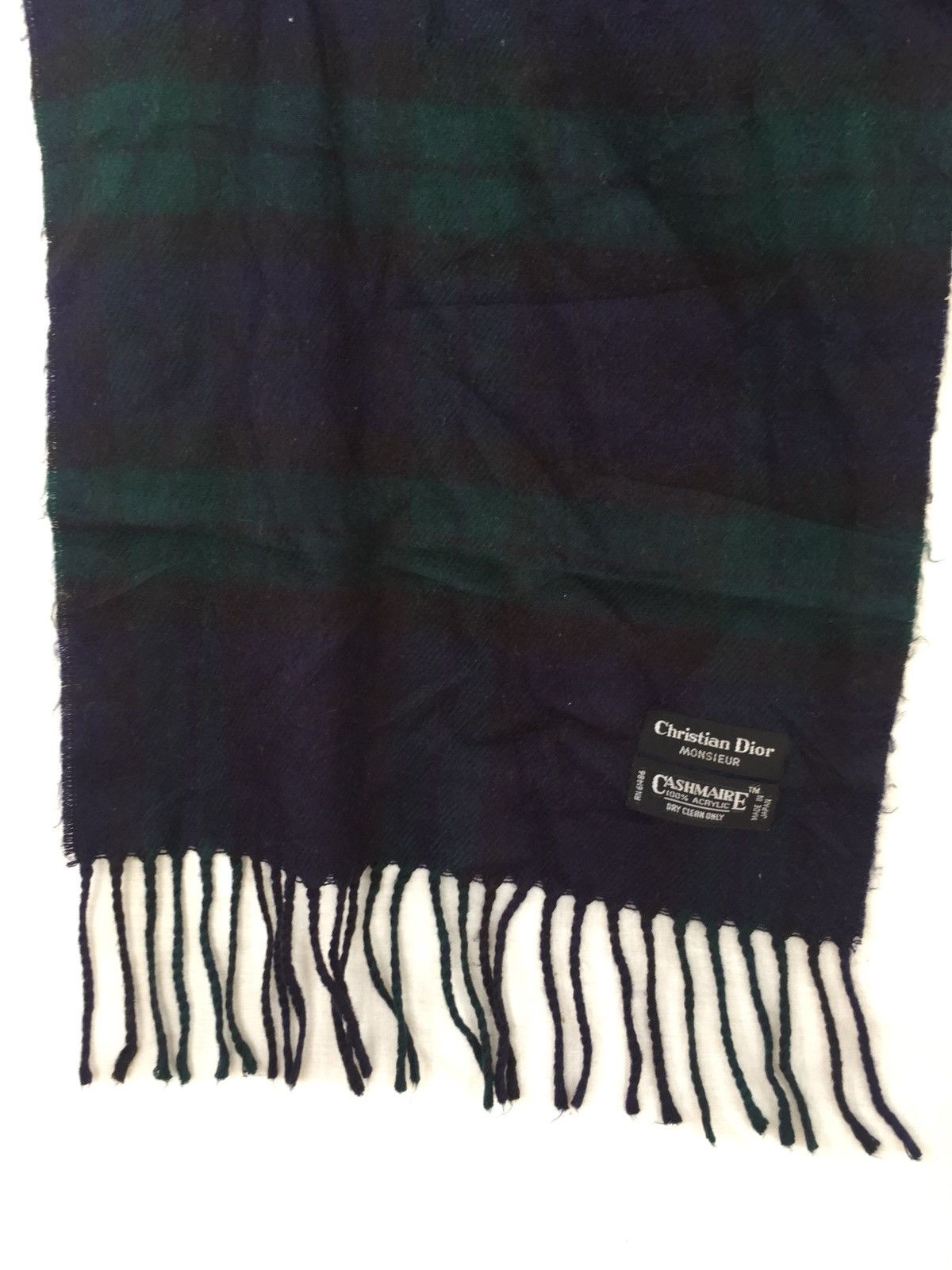Christian Dior Monsieur Dior Cashmere Check Plaid Acrylic Winter Scarves Size ONE SIZE - 2 Thumbnail