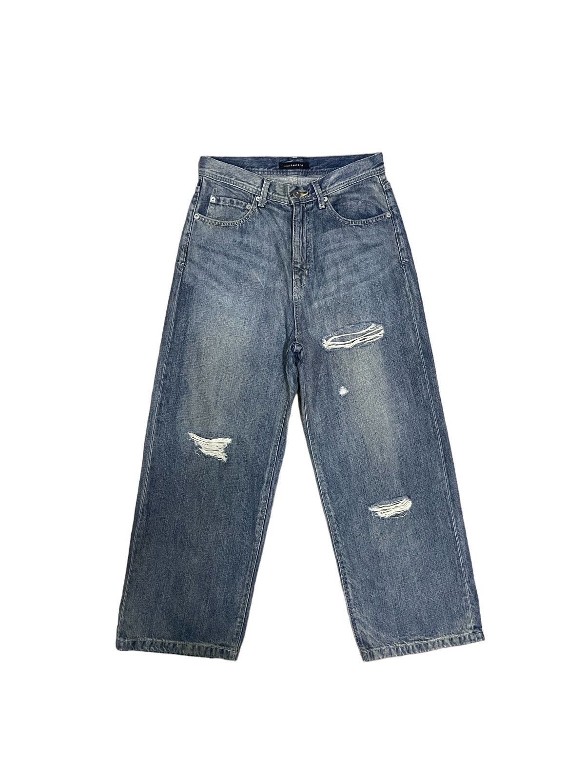 Japanese Brand Vintage Glitch Back Pocket High Waist distressed Loose Jeans Size 28" / US 6 / IT 42 - 2 Thumbnail