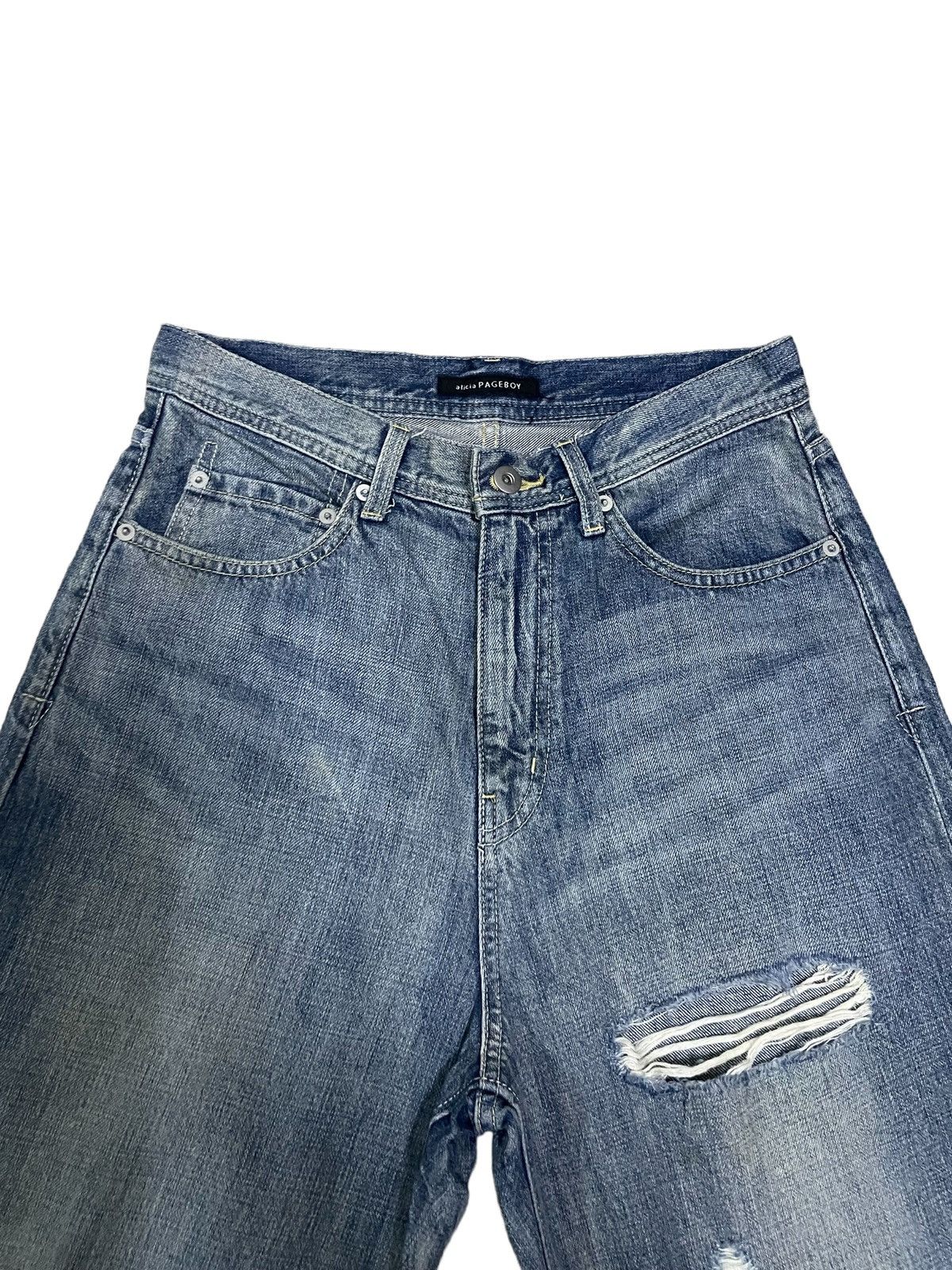 Japanese Brand Vintage Glitch Back Pocket High Waist distressed Loose Jeans Size 28" / US 6 / IT 42 - 6 Thumbnail