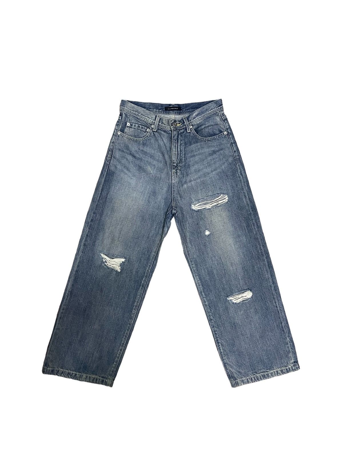 Japanese Brand Vintage Glitch Back Pocket High Waist distressed Loose Jeans Size 28" / US 6 / IT 42 - 5 Thumbnail