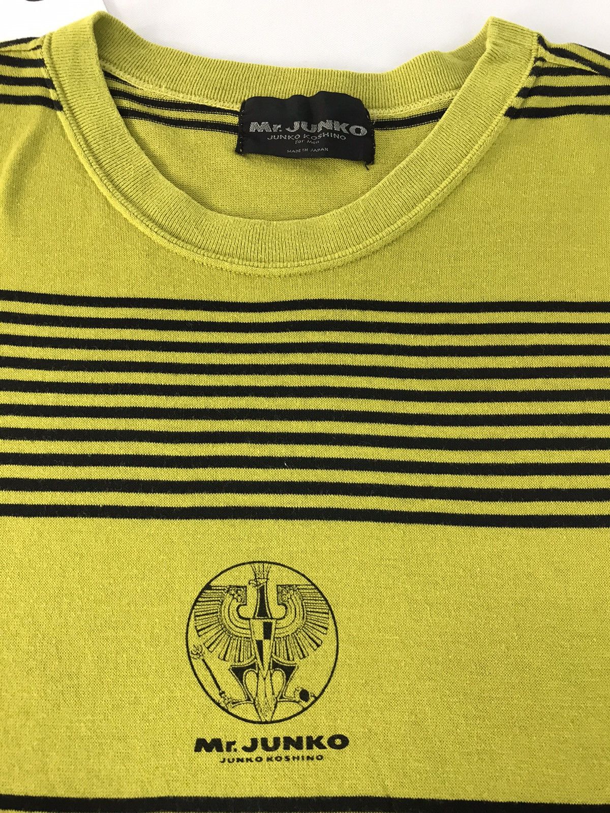 Mr. Junko × Vintage Vintage Mr.Junko Koshino Design Striped Logo Tee Size US L / EU 52-54 / 3 - 4 Thumbnail