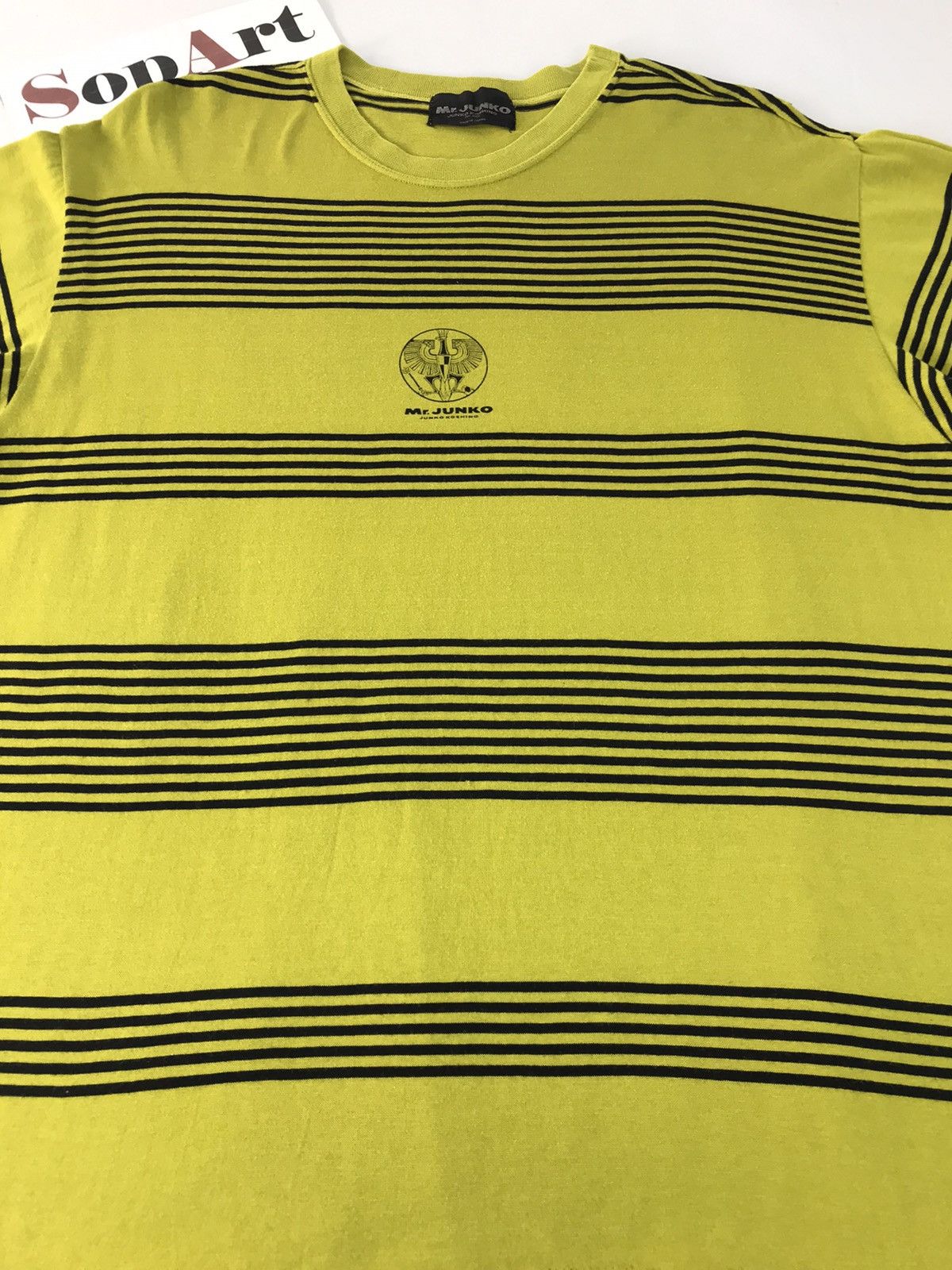 Mr. Junko × Vintage Vintage Mr.Junko Koshino Design Striped Logo Tee Size US L / EU 52-54 / 3 - 3 Thumbnail