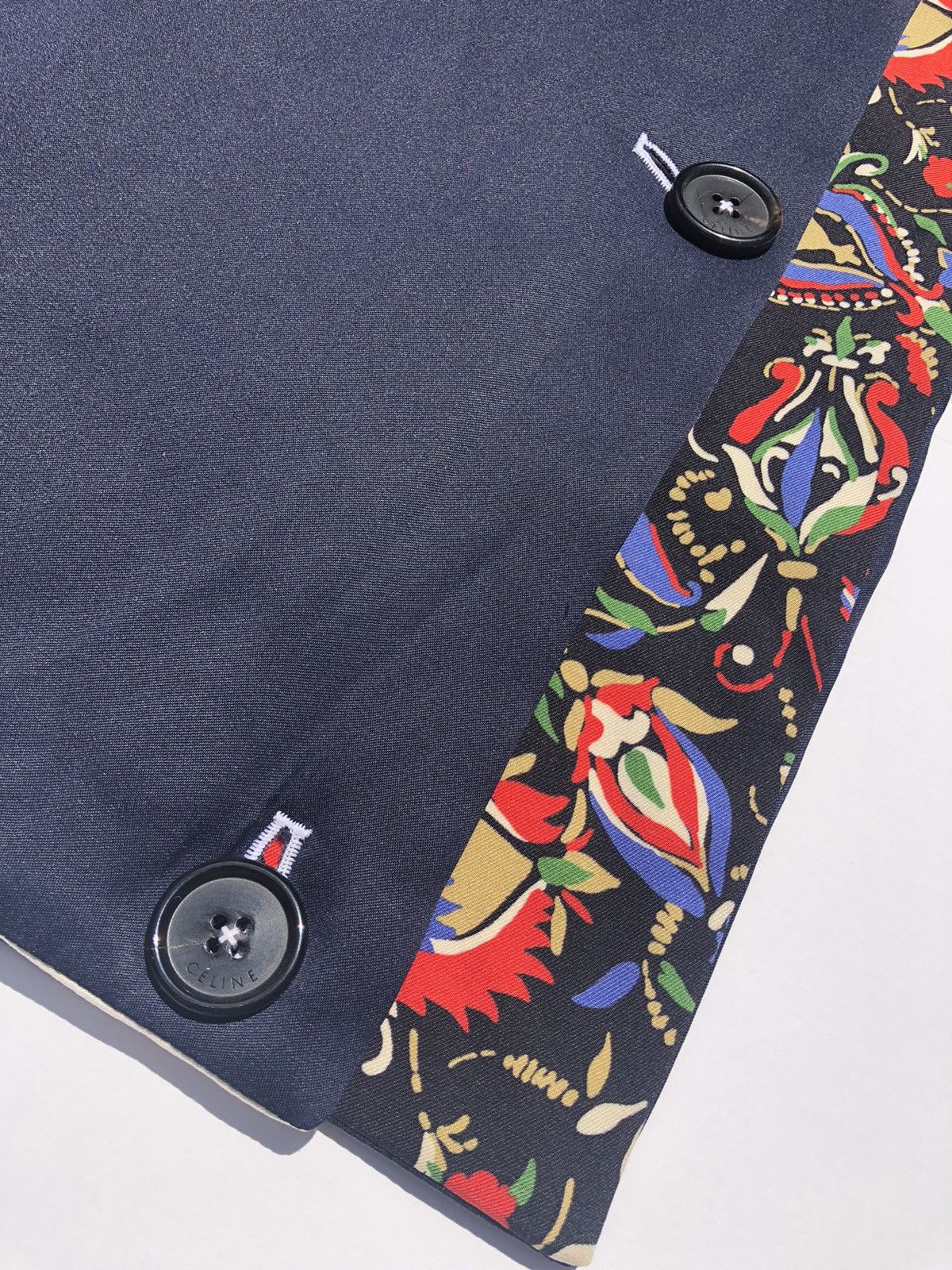 Celine Celine Phoebe Philo Spring 2016 Navy Floral Silk Skirt Size 26" / US 2 / IT 38 - 6 Thumbnail