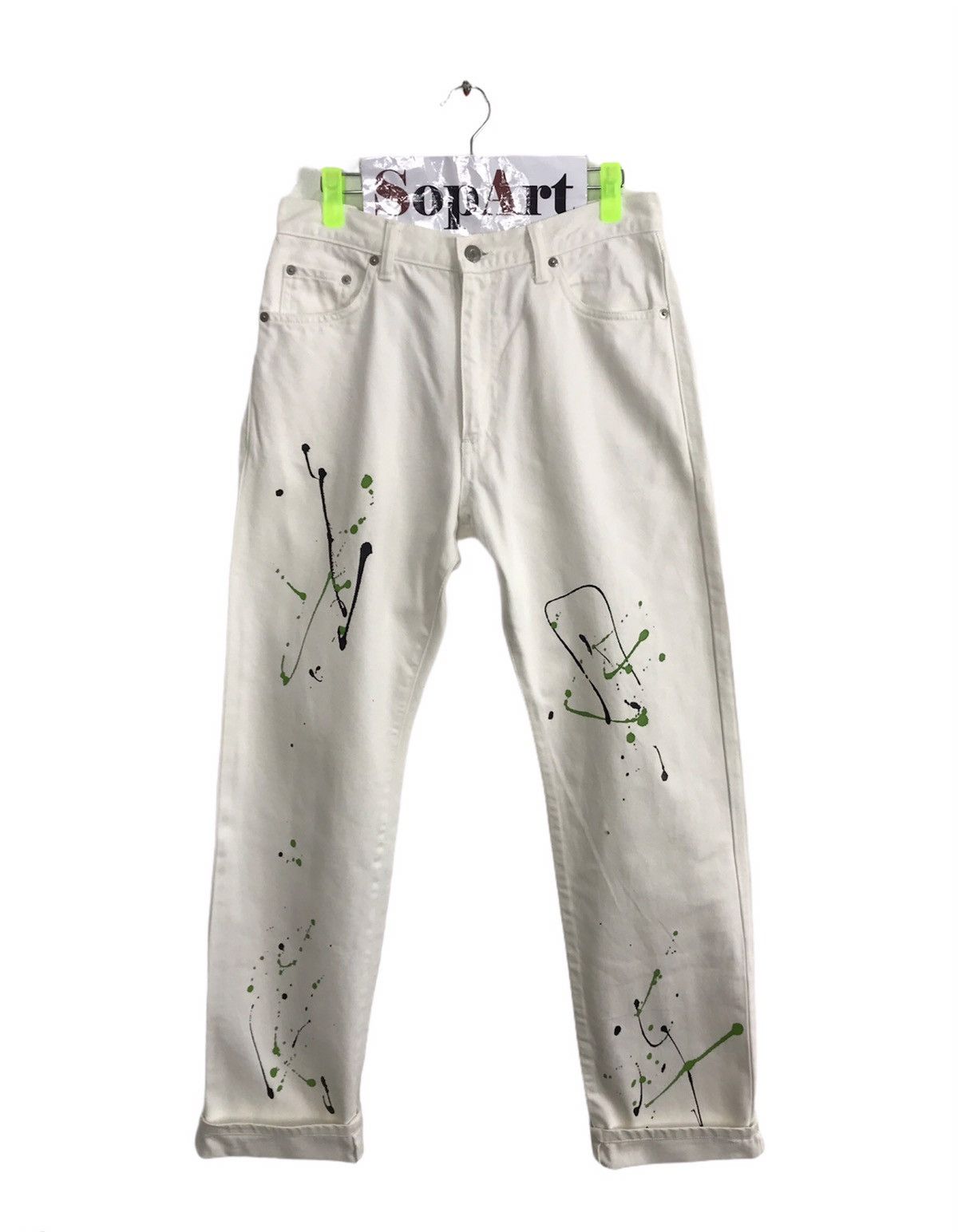 Japanese Brand Vtg Melting Spot Painting Style Trouser Jeans Size US 31 - 1 Thumbnail
