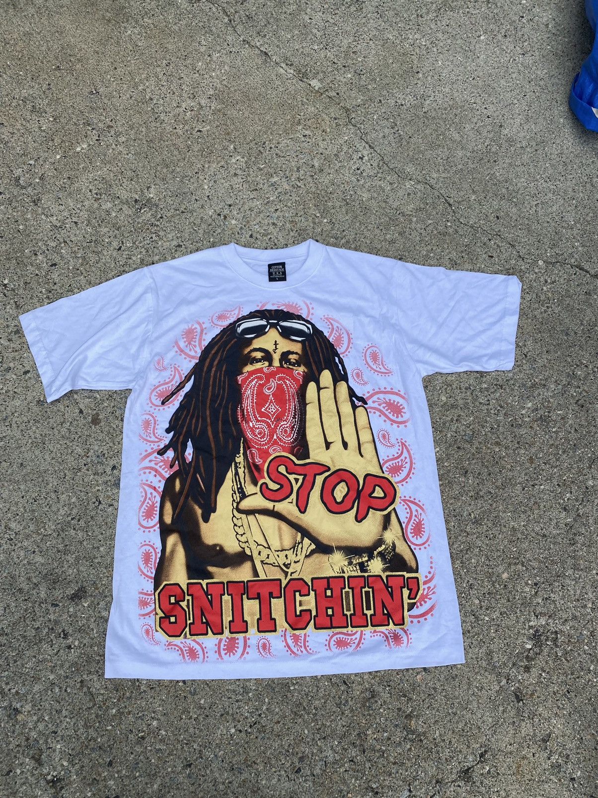 Lil Wayne × Rap Tees × Vintage Vintage Lil Wayne stop snitching rap tee Y2K Boot Size US L / EU 52-54 / 3 - 1 Thumbnail