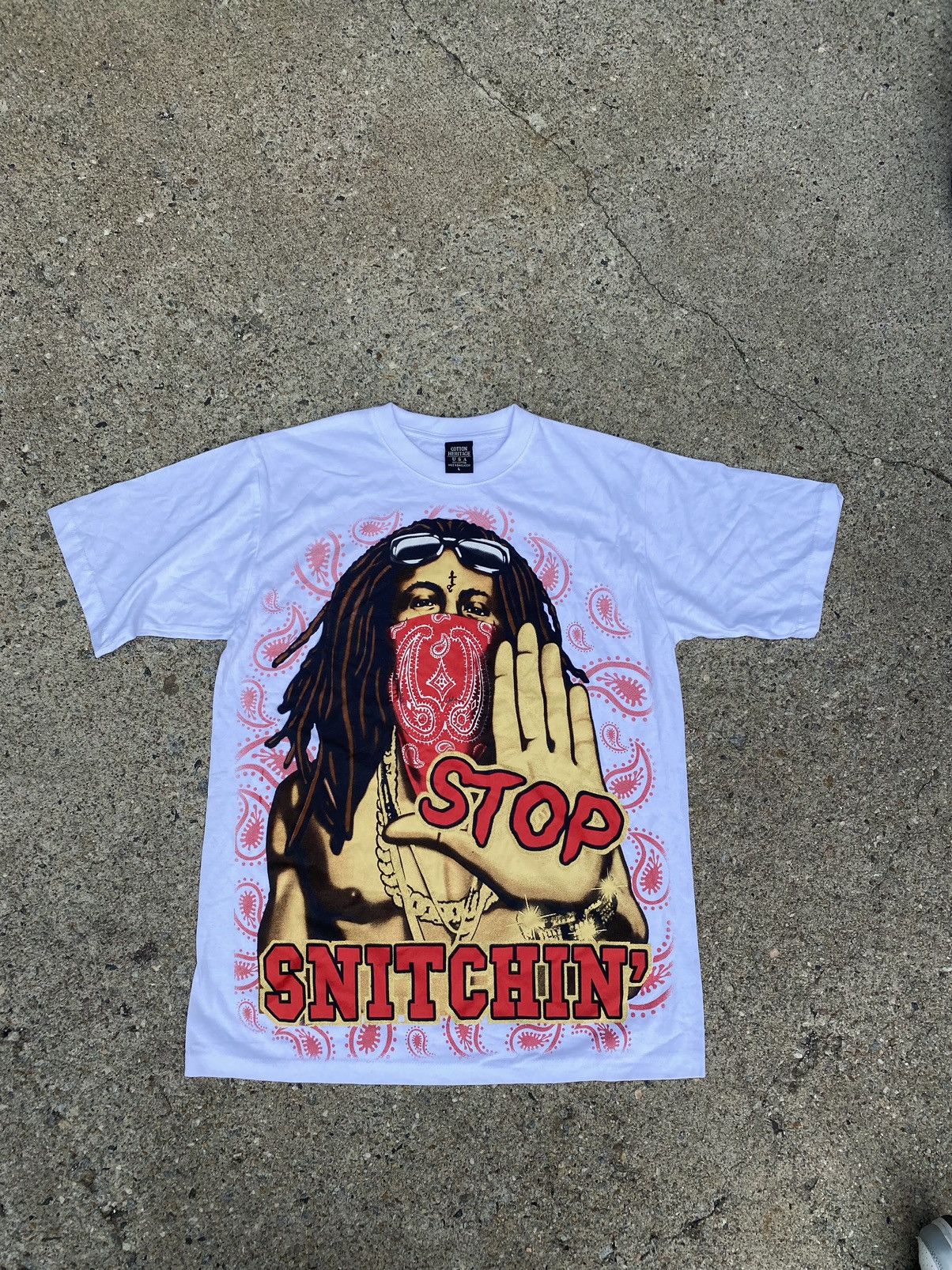 Lil Wayne × Rap Tees × Vintage Vintage Lil Wayne stop snitching rap tee Y2K Boot Size US L / EU 52-54 / 3 - 4 Thumbnail