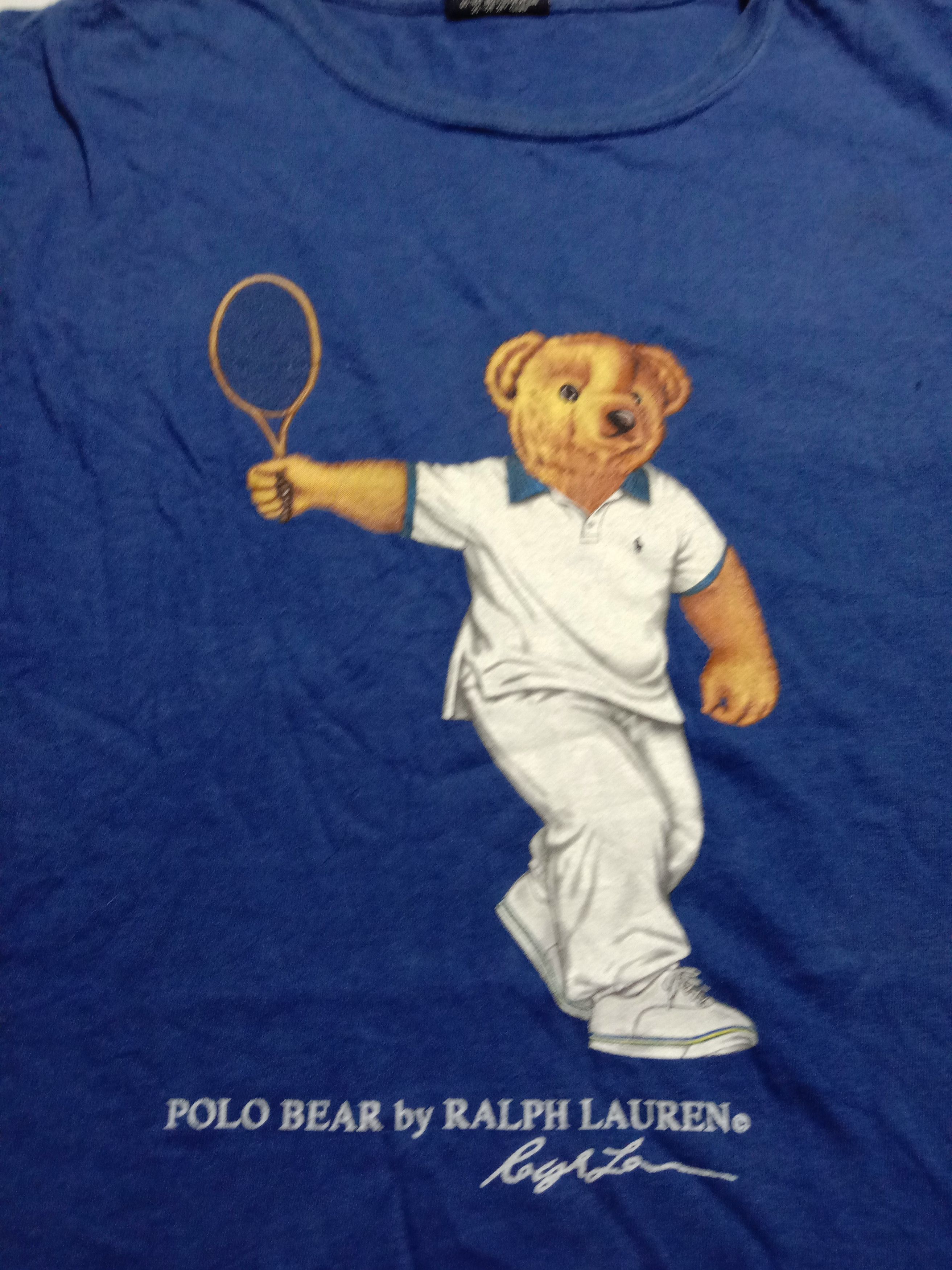 Polo Ralph Lauren Vintage 90s Polo Bear Tennis Sport Ralph Lauren Tee Size US L / EU 52-54 / 3 - 2 Thumbnail