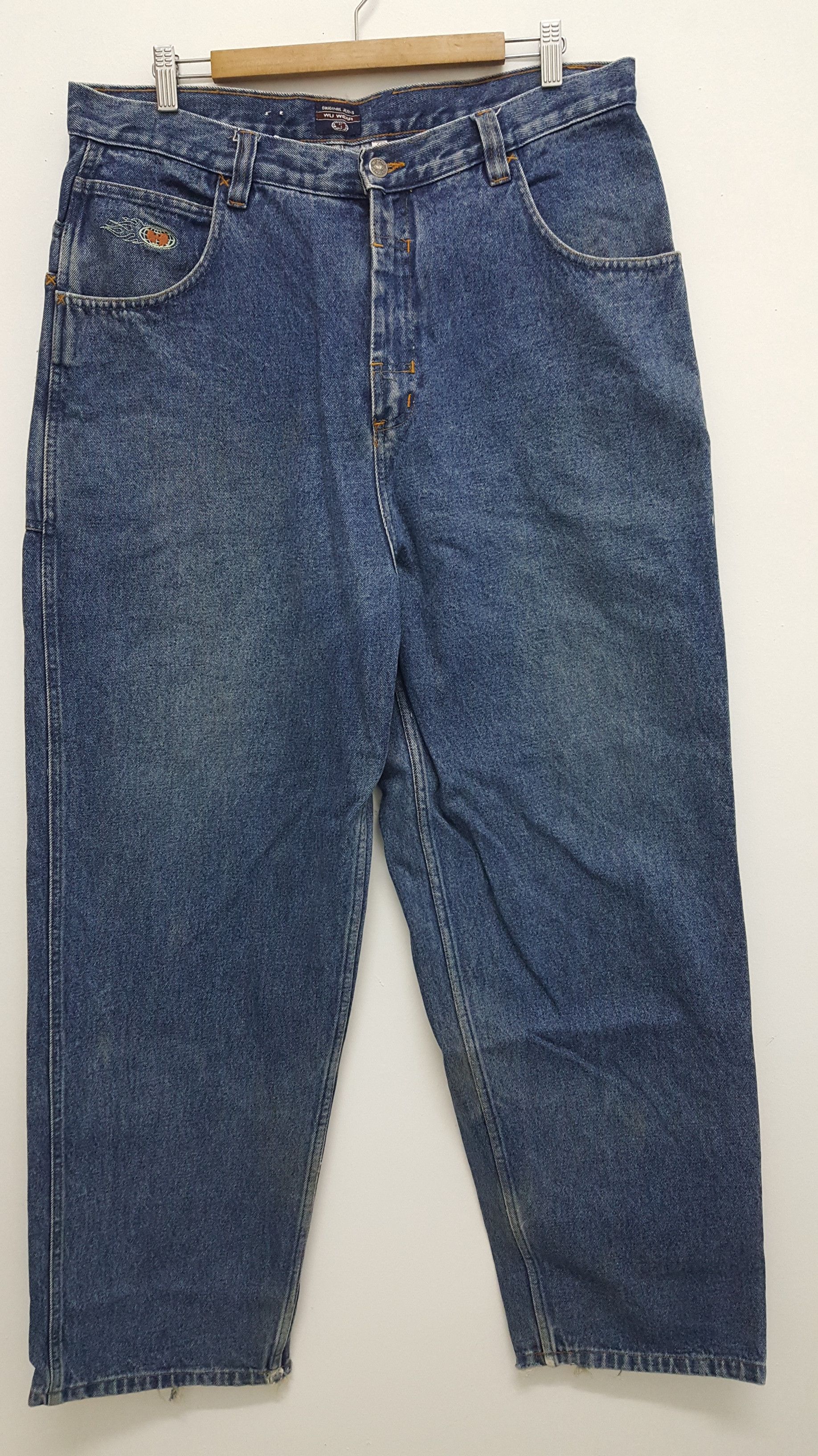 image of Vintage x Wu Tang Clan 90's 36 Chambers Era Distressed Baggy Jeans in Denim, Men's (Size 38)