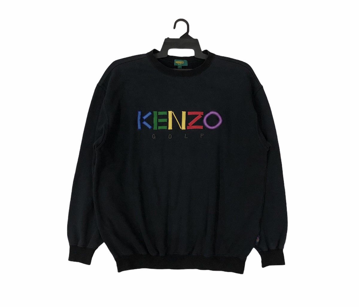 image of Vintage Kenzo Golf Spellout Logo Embroidered Multicolour in Black, Men's (Size Large)