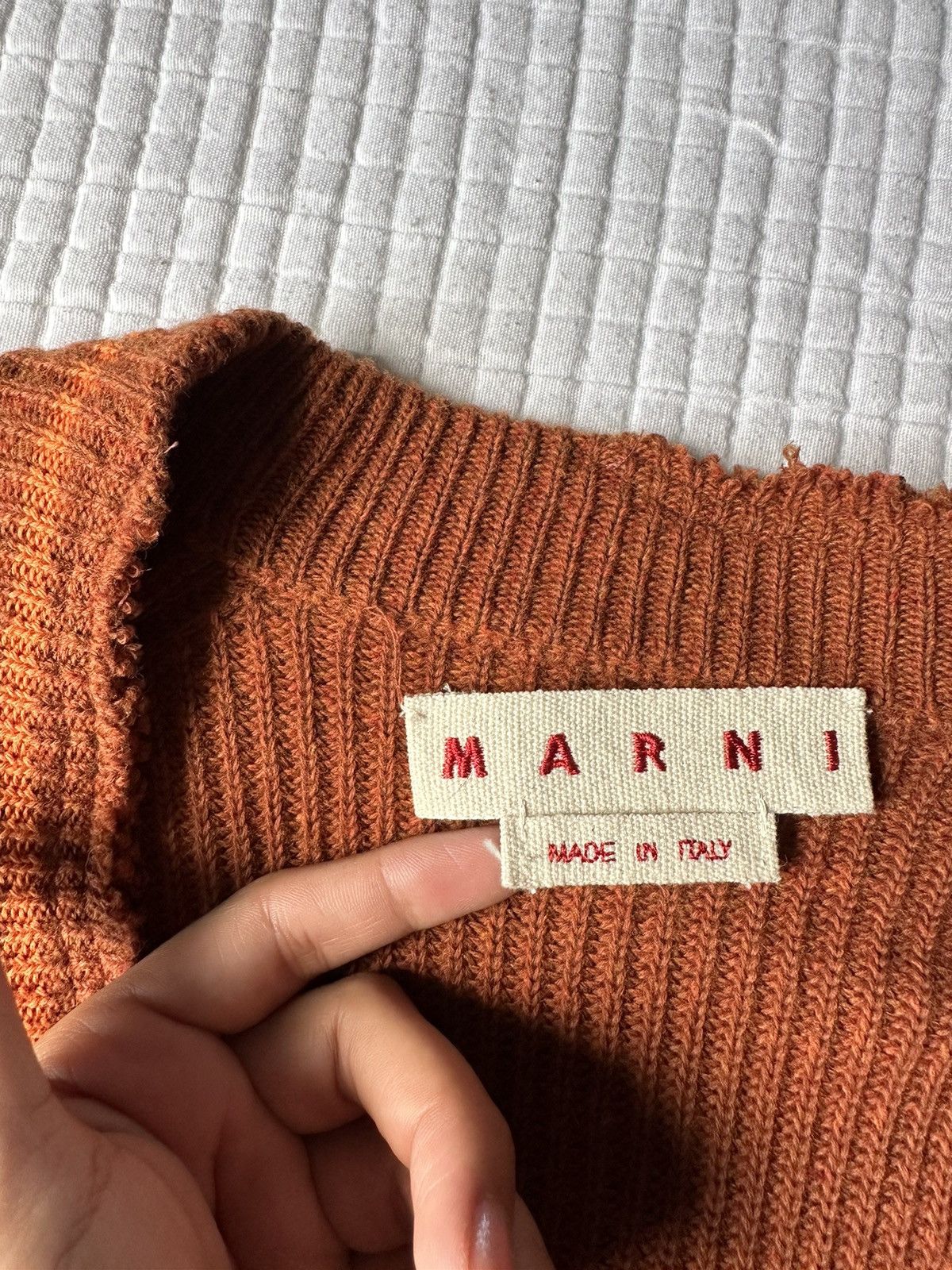 Marni Orange Broken Ribbed Cardigan Size S / US 4 / IT 40 - 5 Thumbnail